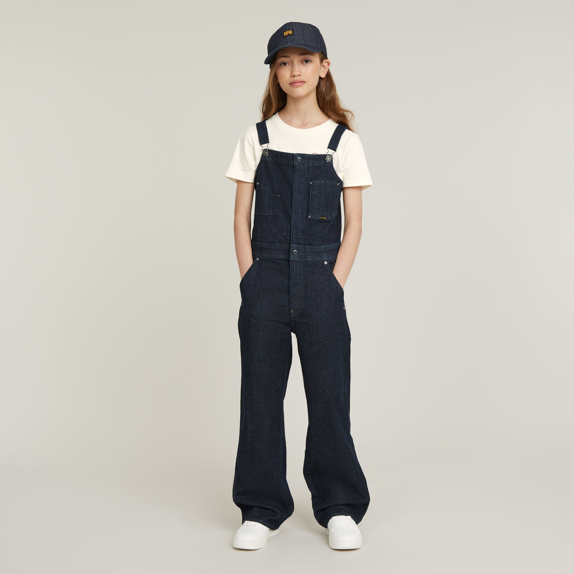 Kids Straight Leg Zip Latzhose - Dunkelblau - mädchen