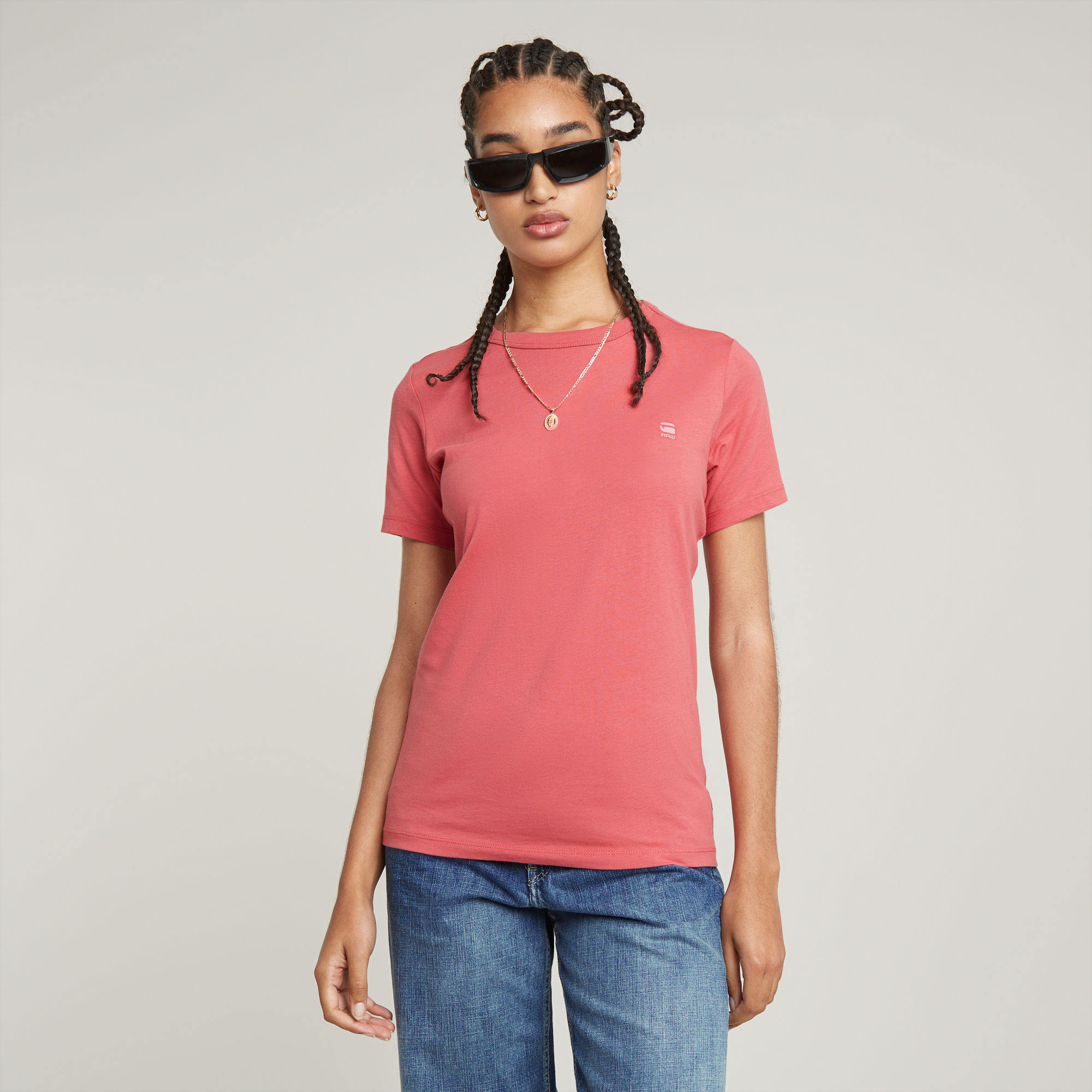 Chest Logo Optic Slim Top - Pink - Damen