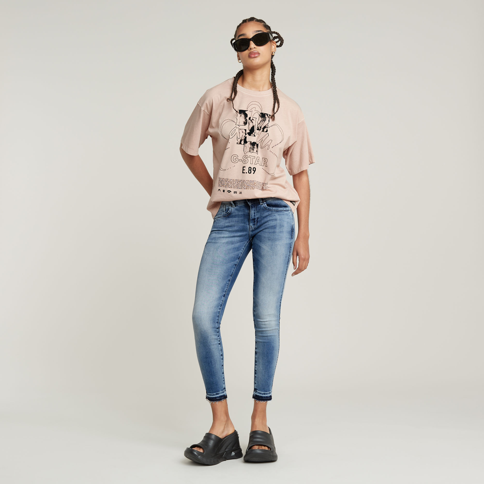 G-Star RAW Lynn Mid Skinny Ripped Edge Ankle Jeans Lichtblauw Dames
