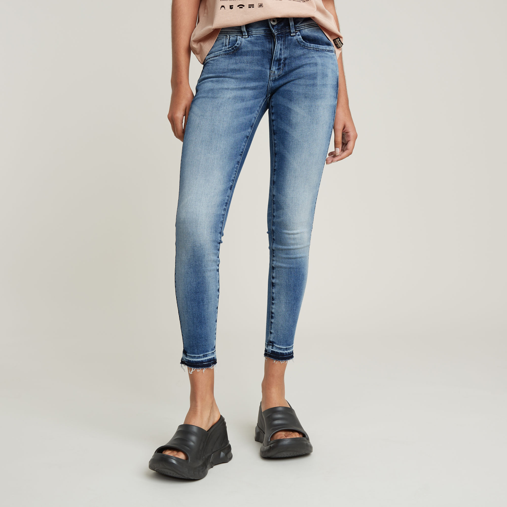 Lynn Mid Skinny Ripped Edge Ankle Jeans - Hellblau - Damen