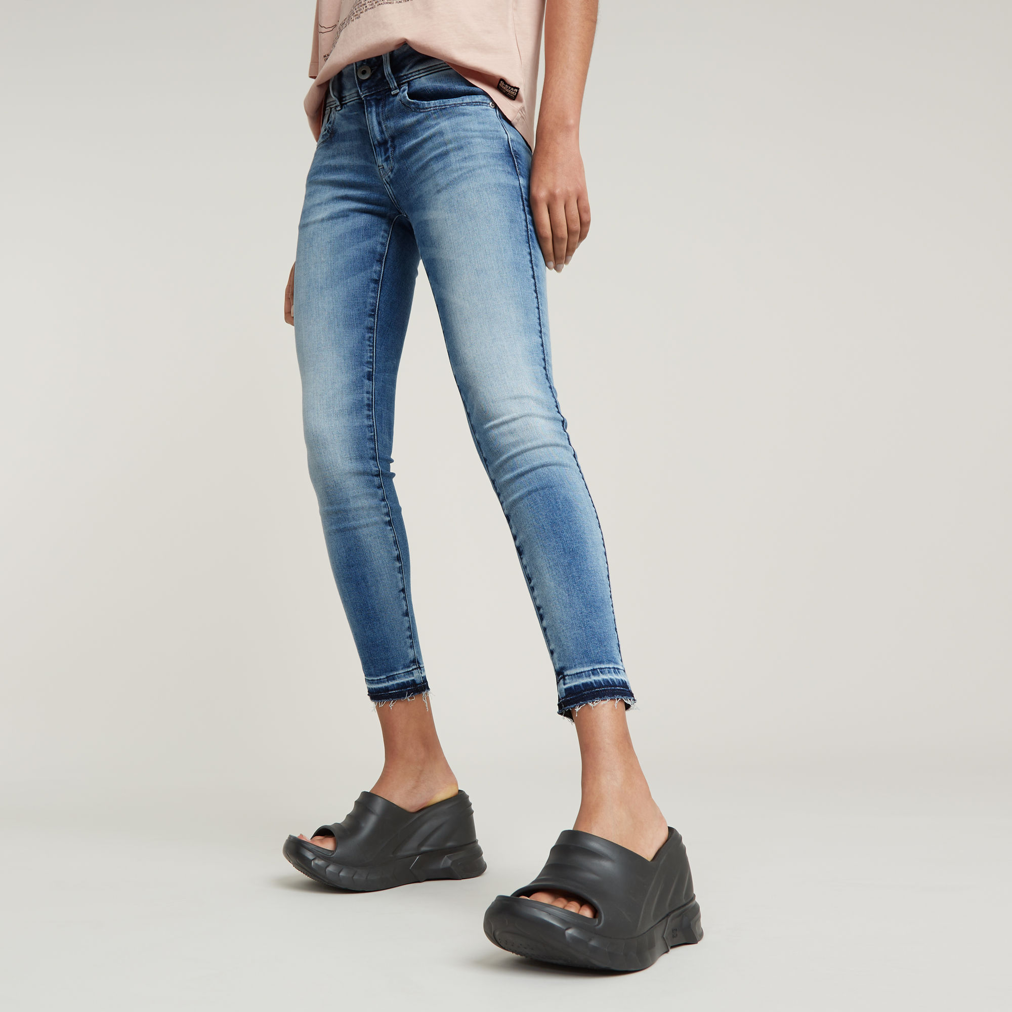 G-Star RAW Lynn Mid Skinny Ripped Edge Ankle Jeans Lichtblauw Dames