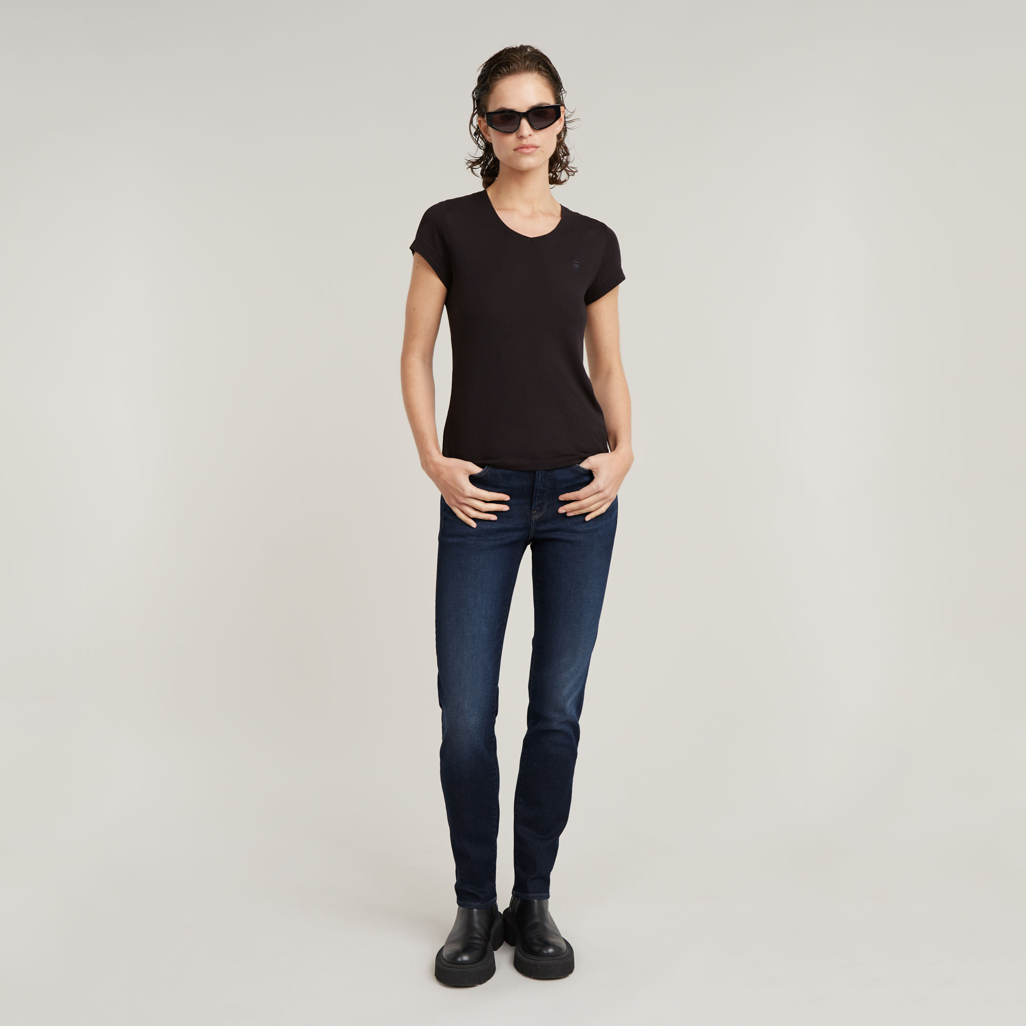G-Star RAW Ace 2.0 Slim Straight Jeans Donkerblauw Dames