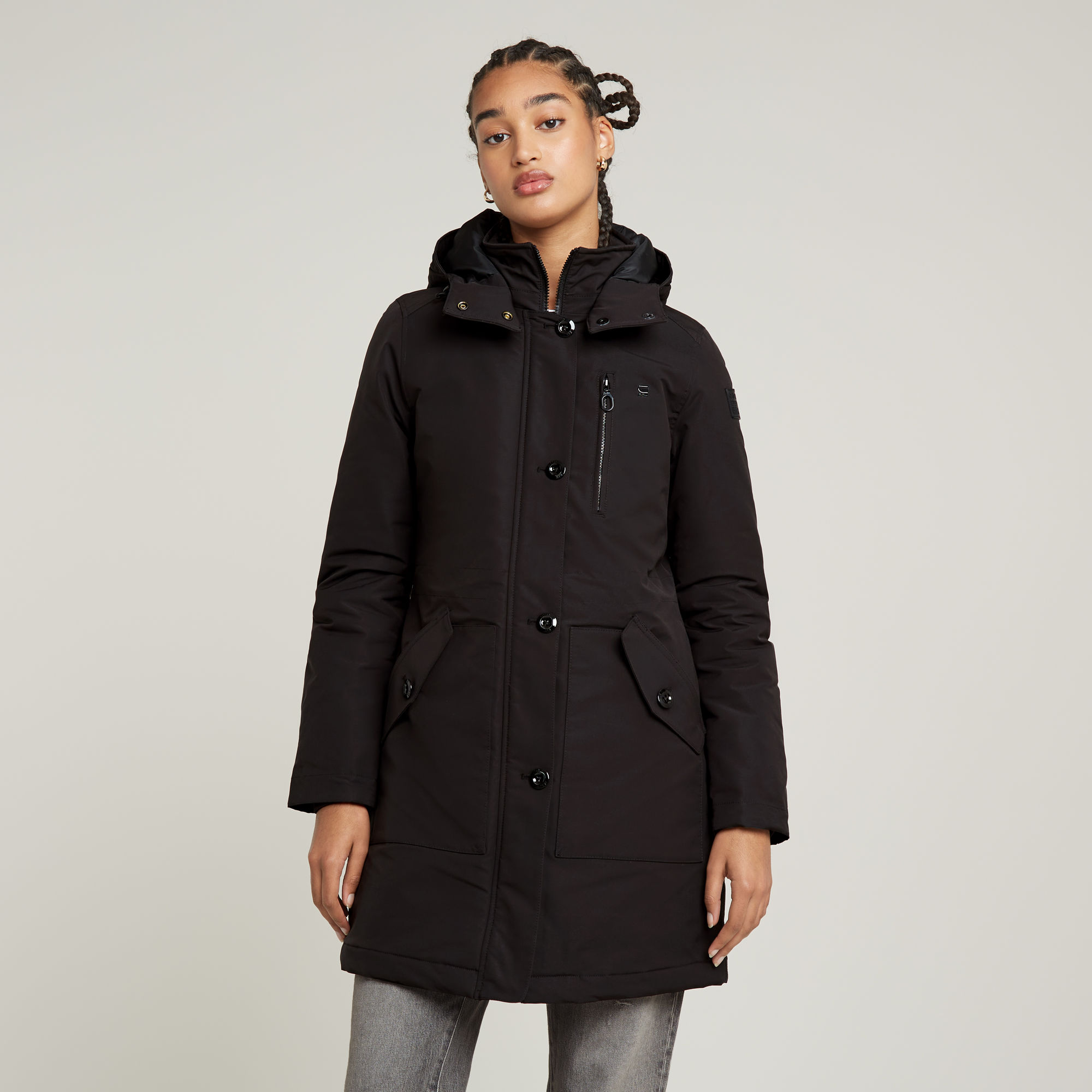 

Vodan Slim Gewatteerde Parka Met Capuchon - Zwart - Dames