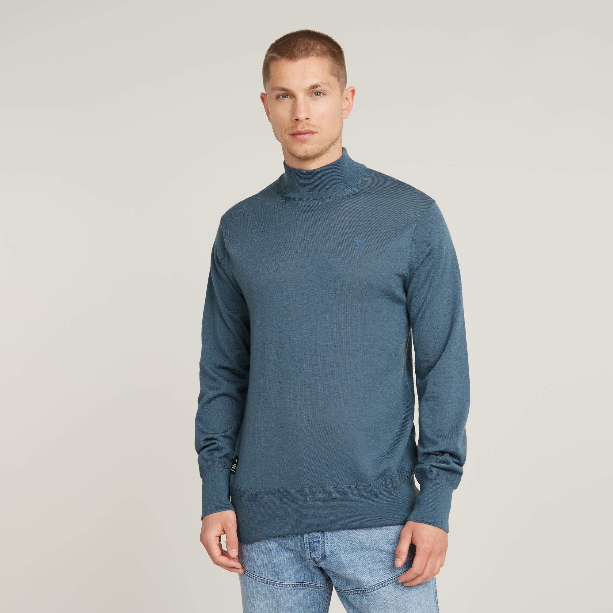 

Premium Core Mock Knitted Sweater - Medium blue - Men