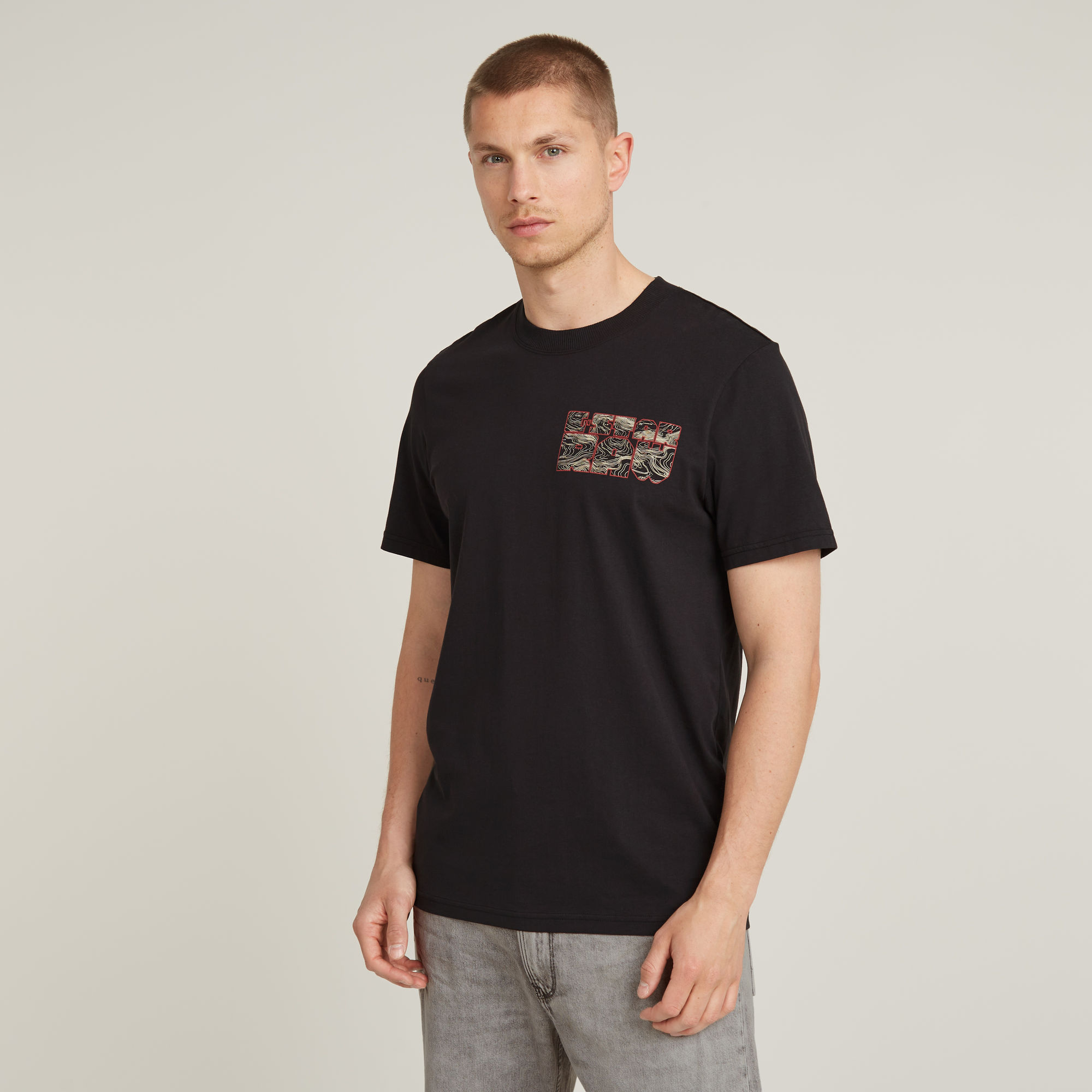 

Topography Chest Graphic Slim T-Shirt - Black - Men