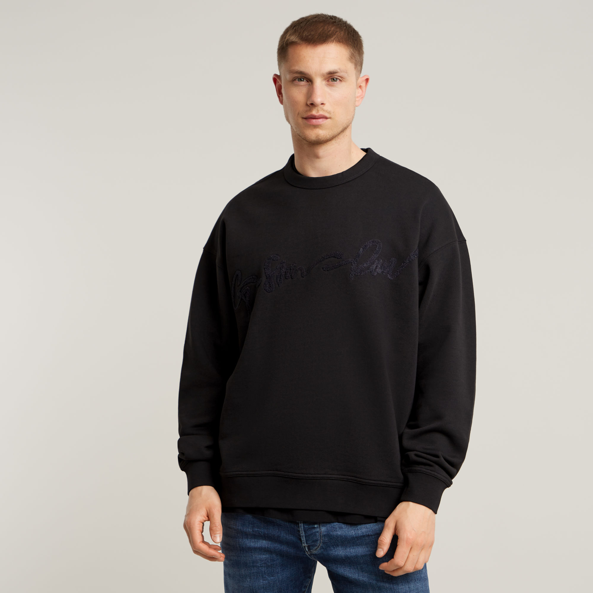 

Chenille G-Script Loose Sweater - Black - Men