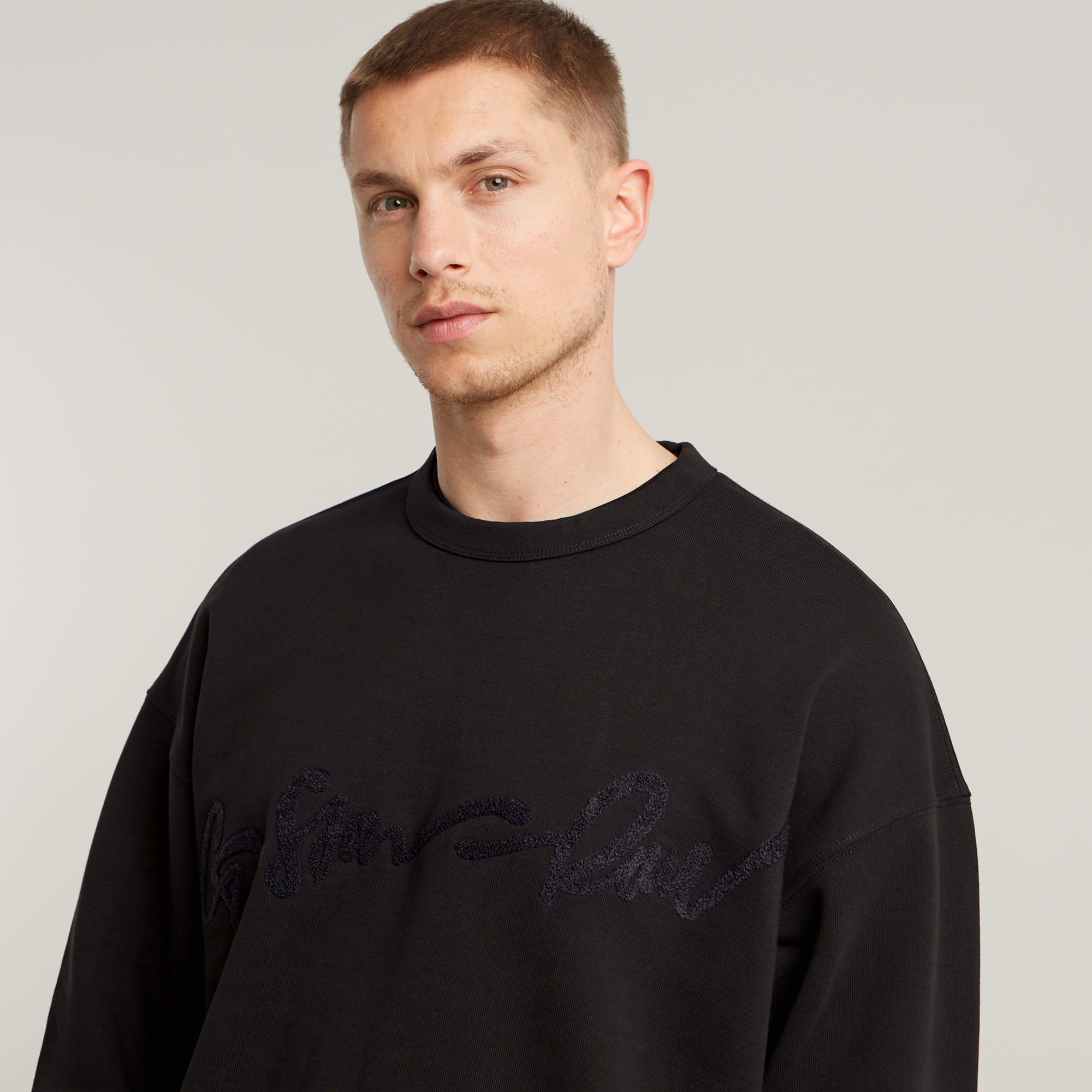 G-Star RAW Chenille G-Script Loose Sweater Zwart Heren