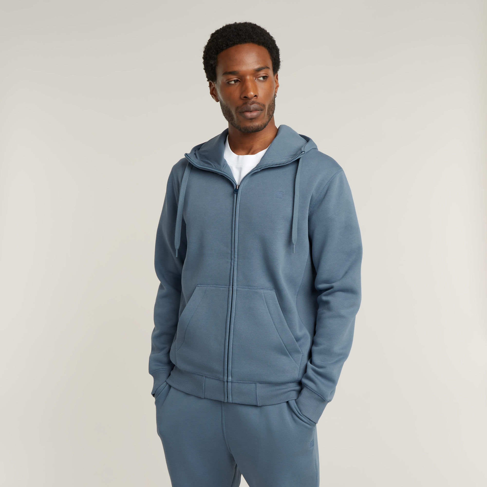 Premium Core Hooded Zip Sweater - Mittelblau - Herren