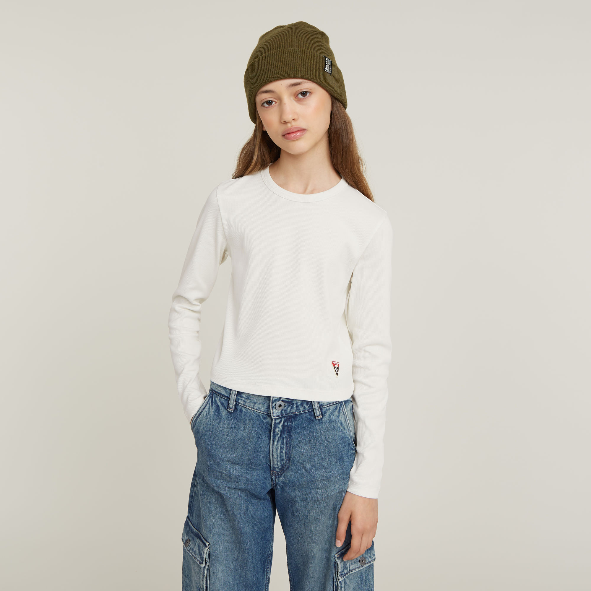 Kids Top Slim Crop - White - girls