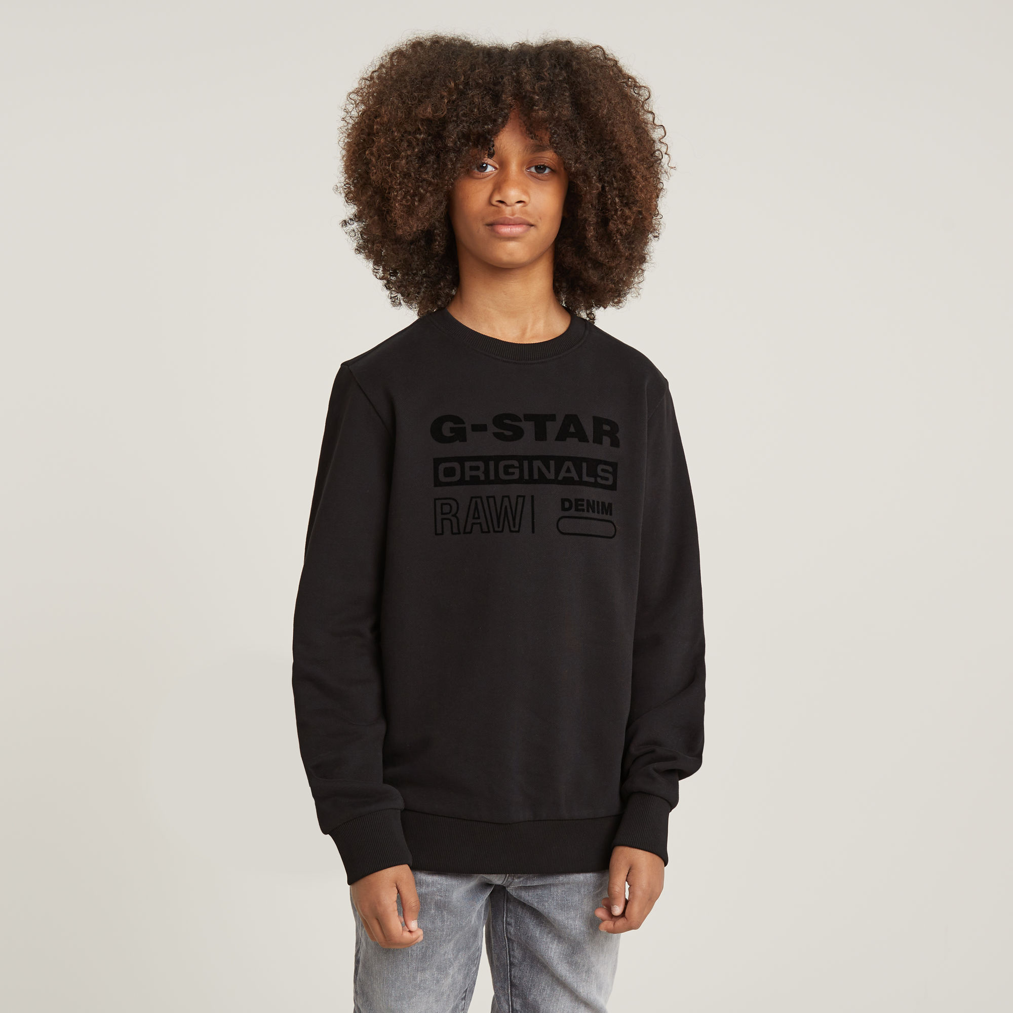 G-Star RAW Jongens Sweater Unbrushed Zwart jongens