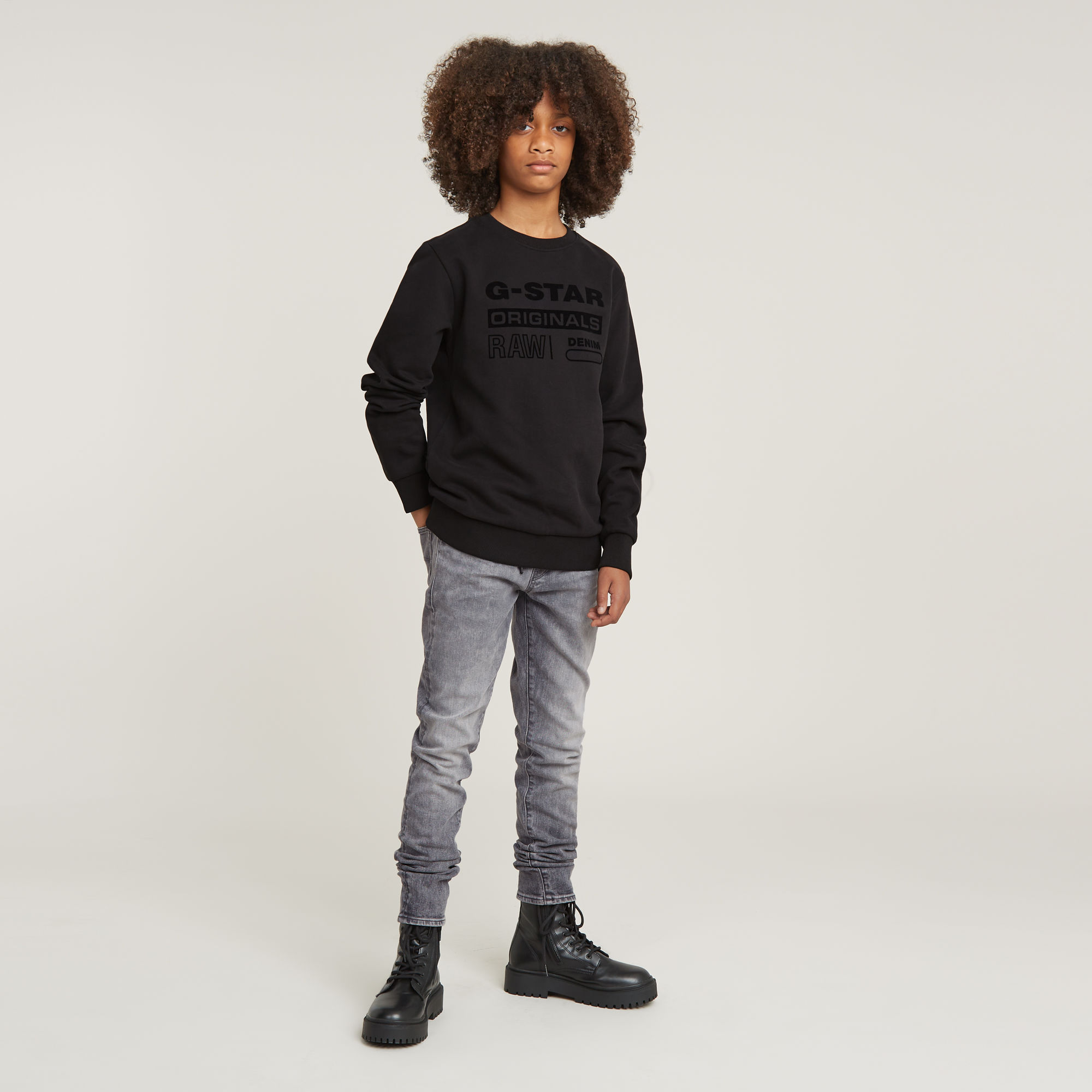 G-Star RAW Jongens Sweater Unbrushed Zwart jongens