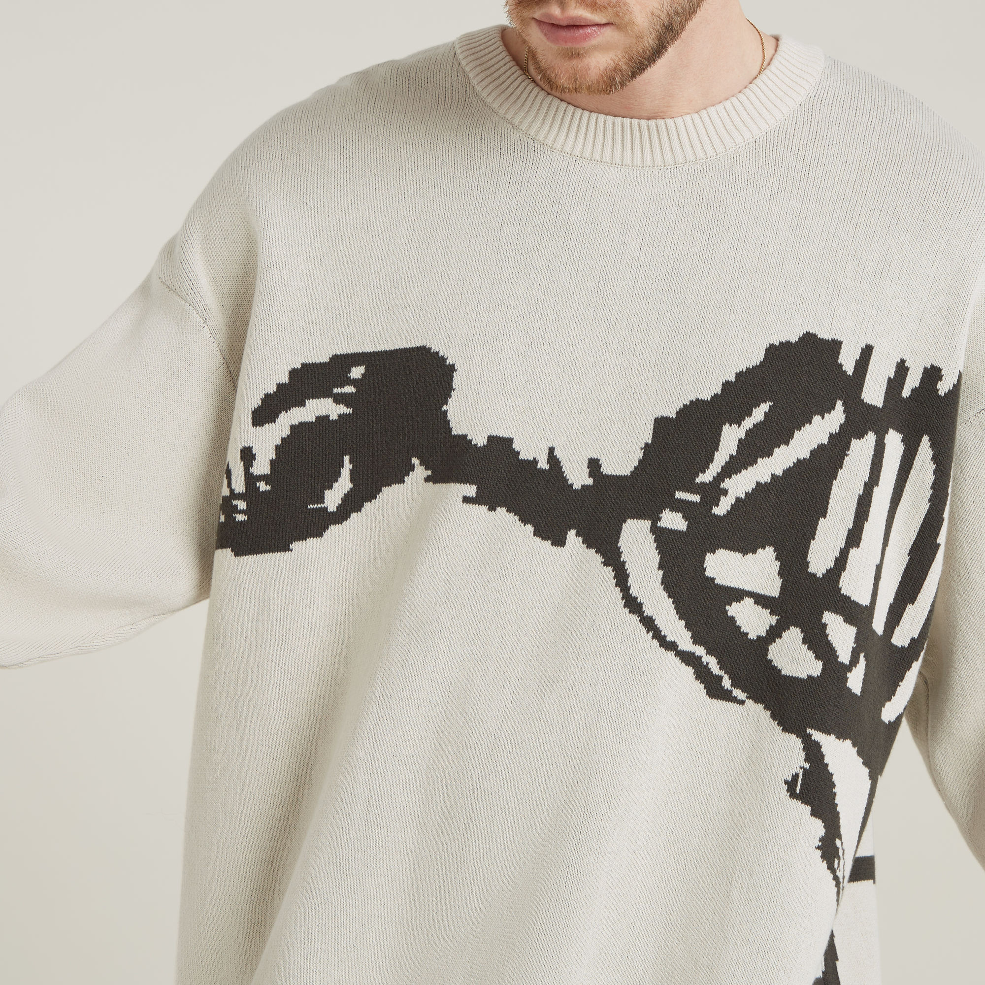 G-Star RAW Gebreide Trui Running Dog Graphic Wit Heren