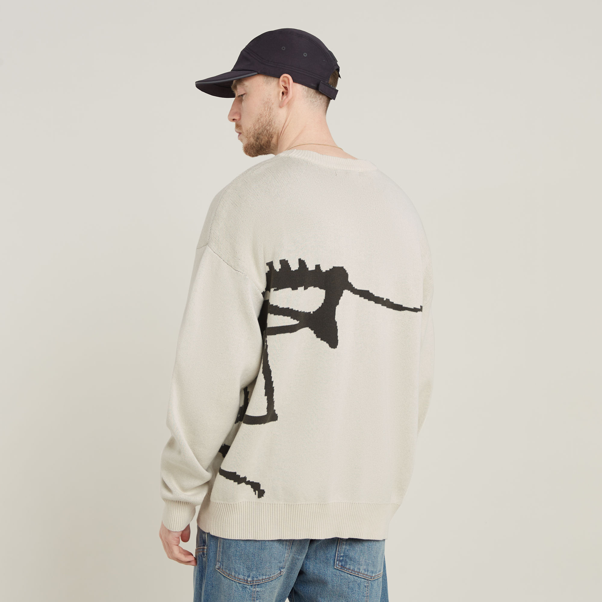 G-Star RAW Gebreide Trui Running Dog Graphic Wit Heren