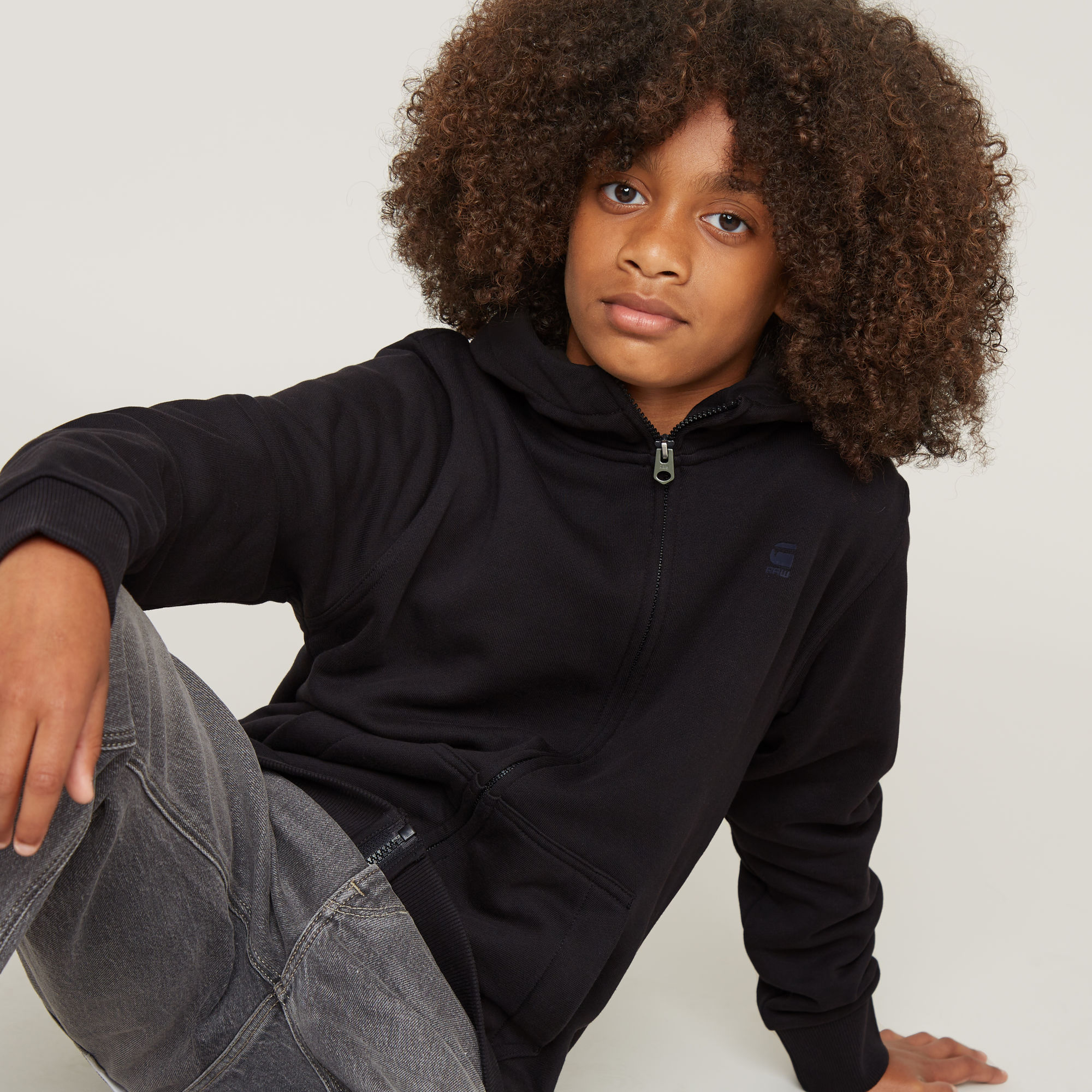 G-Star RAW Kids Unisex Hoodie Jacket Met Rits Zwart jongens