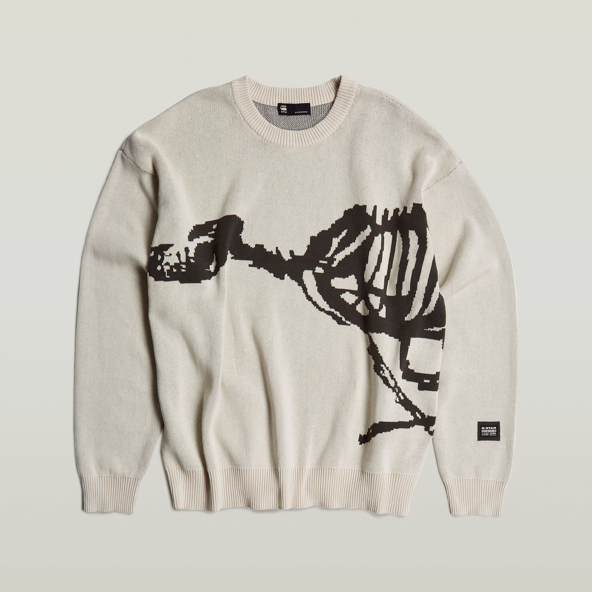 G-Star RAW Gebreide Trui Running Dog Graphic Wit Heren