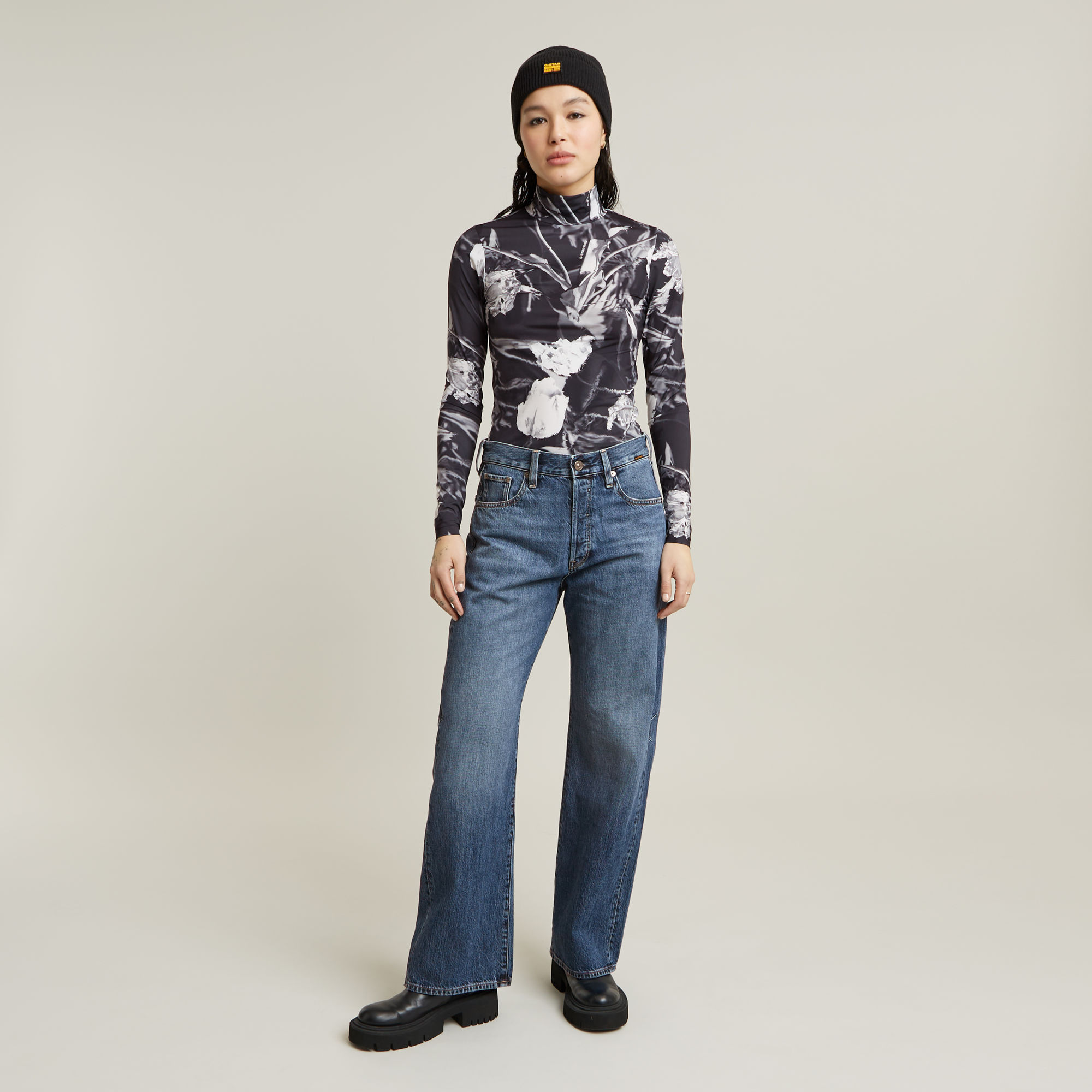 G-Star RAW Printed Mock Slim Top Meerkleurig Dames