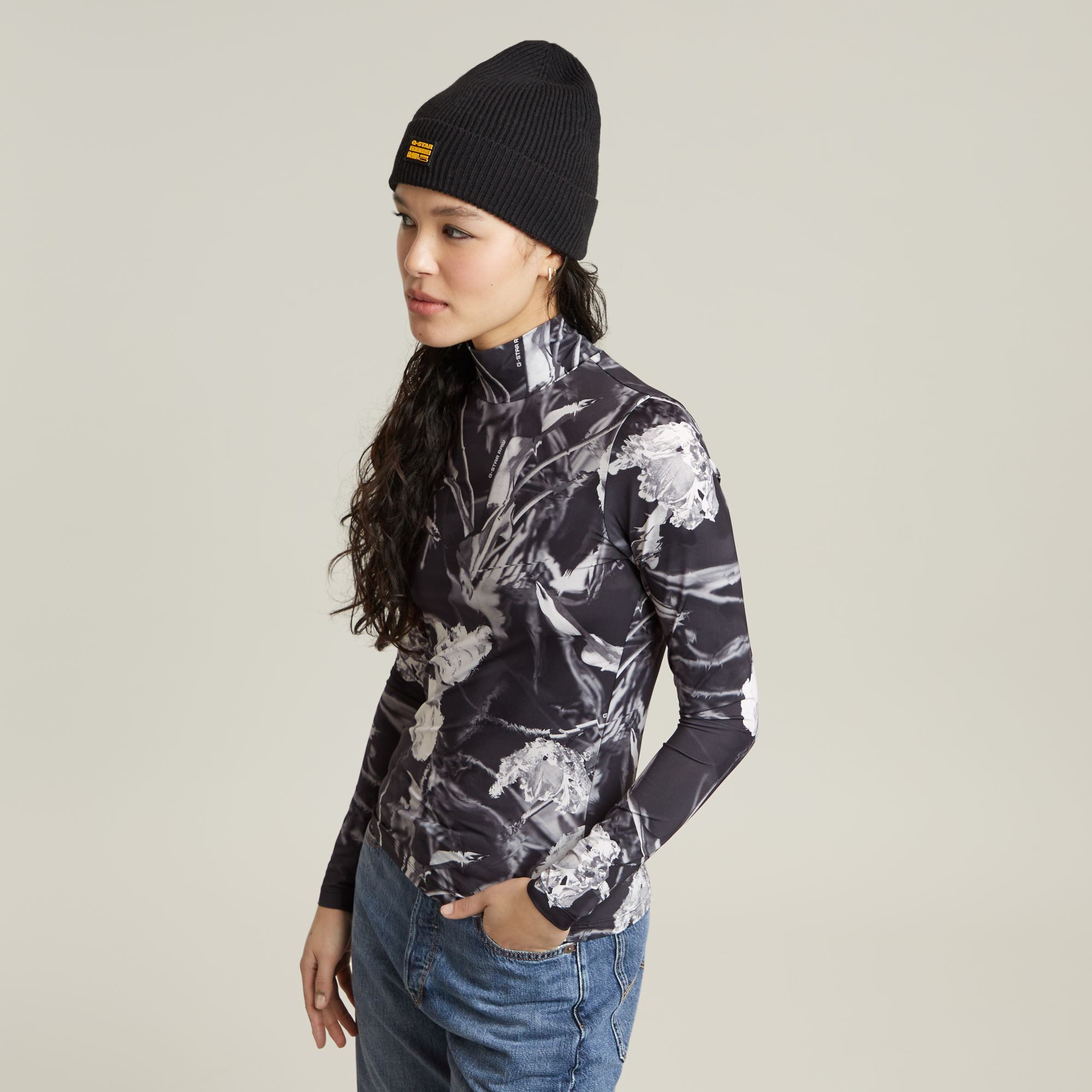 G-Star RAW Printed Mock Slim Top Meerkleurig Dames
