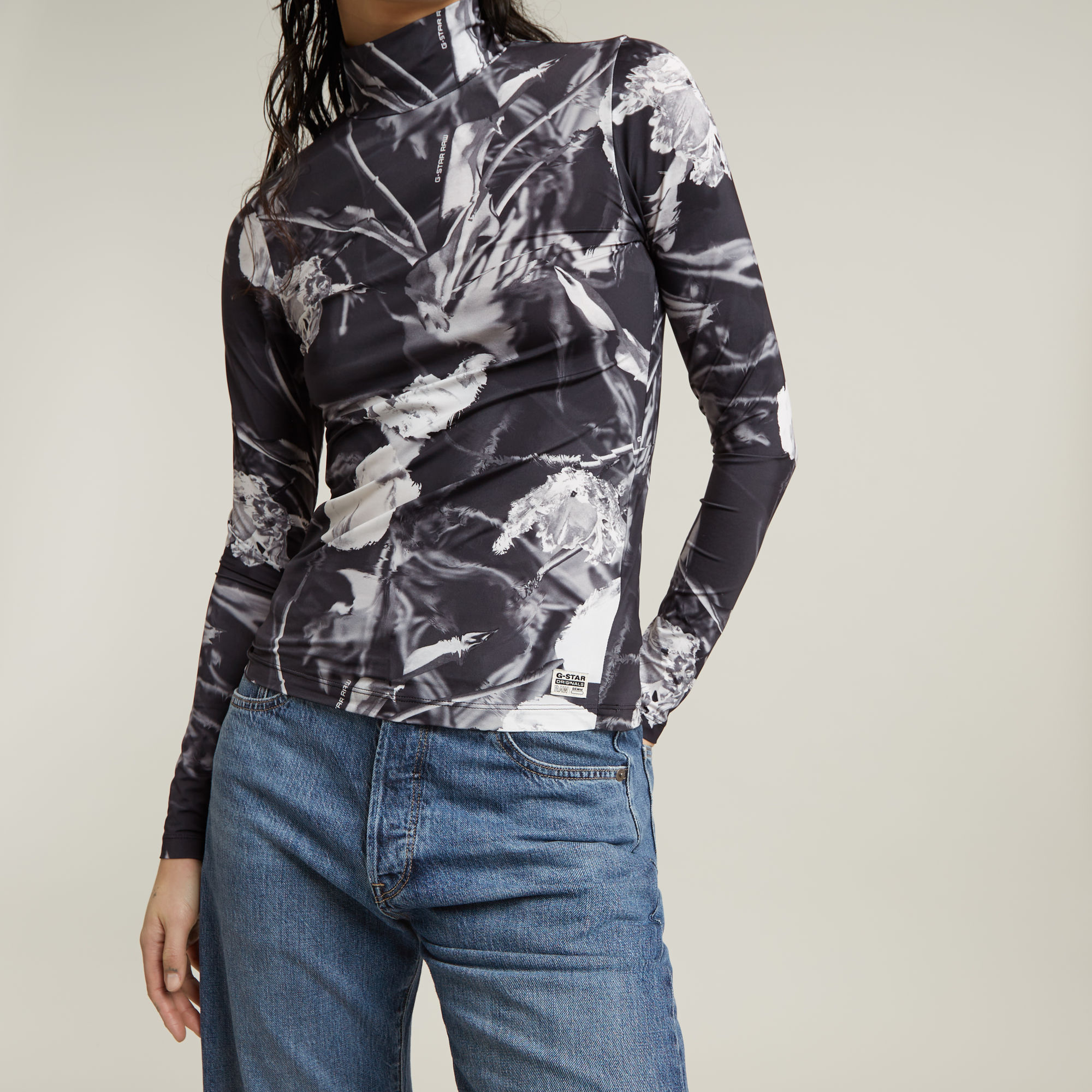 G-Star RAW Printed Mock Slim Top Meerkleurig Dames