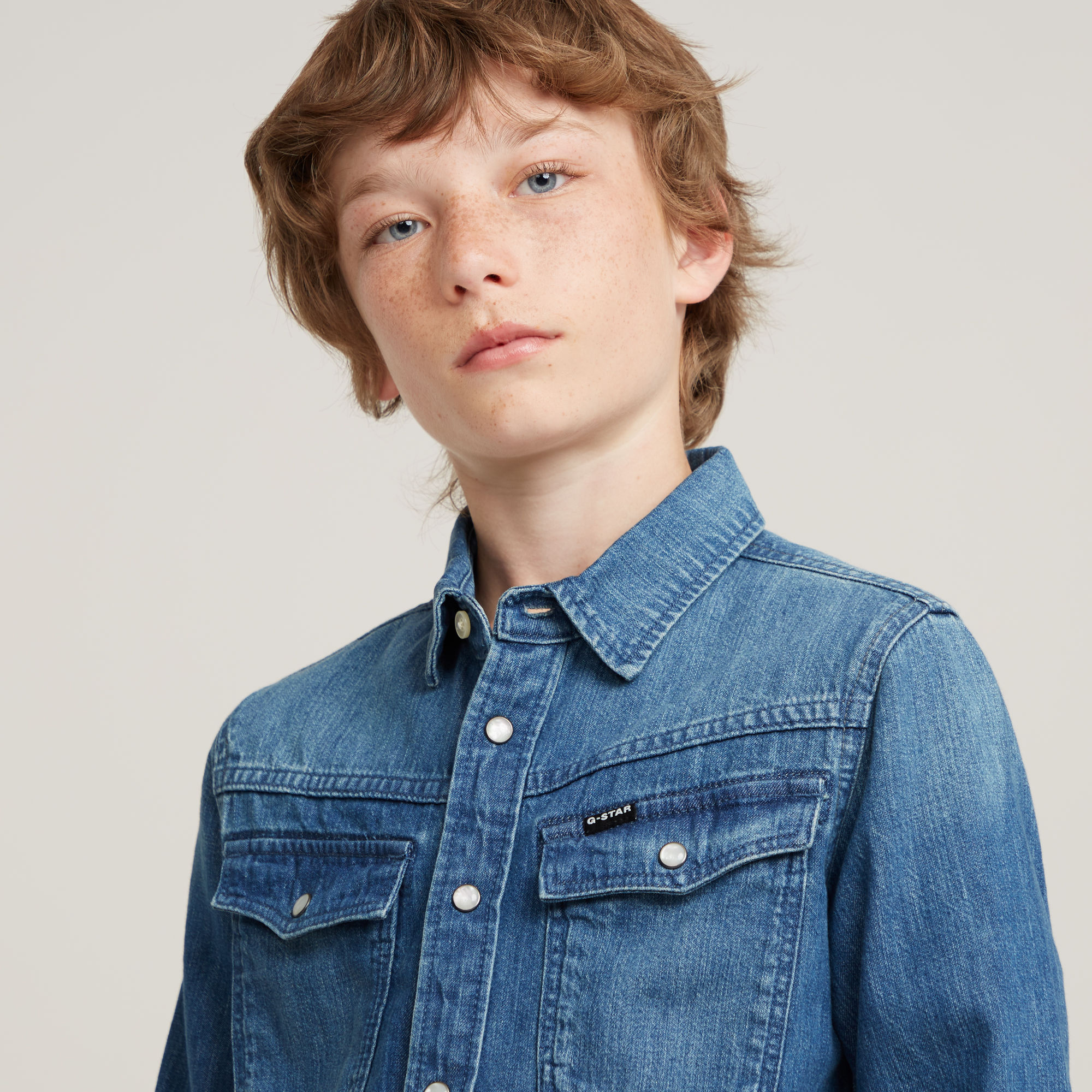 G-Star RAW Kids Unisex 3301 Boys Shirt Midden blauw jongens