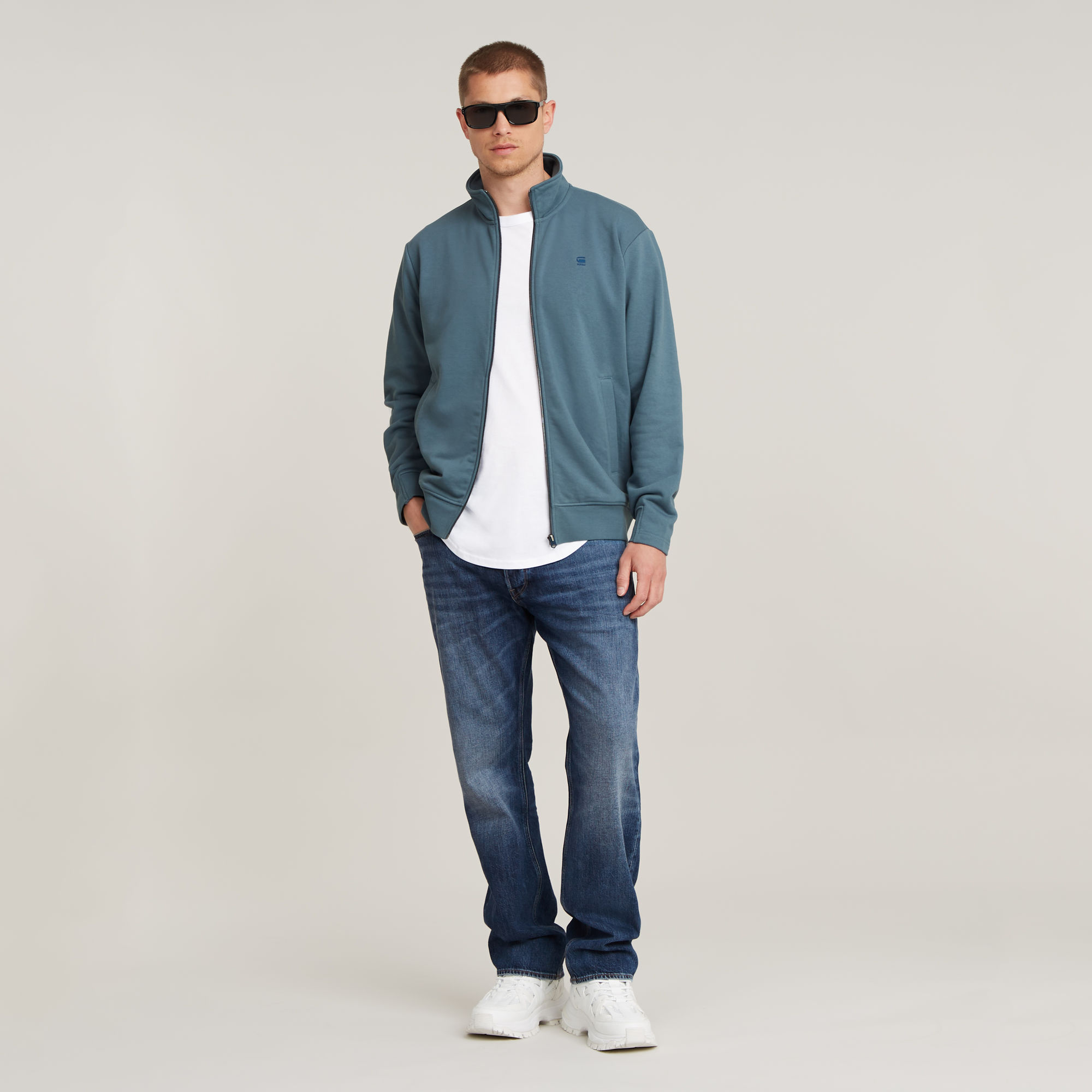G-Star RAW Nifous Sweater Jack Met Rits Midden blauw Heren