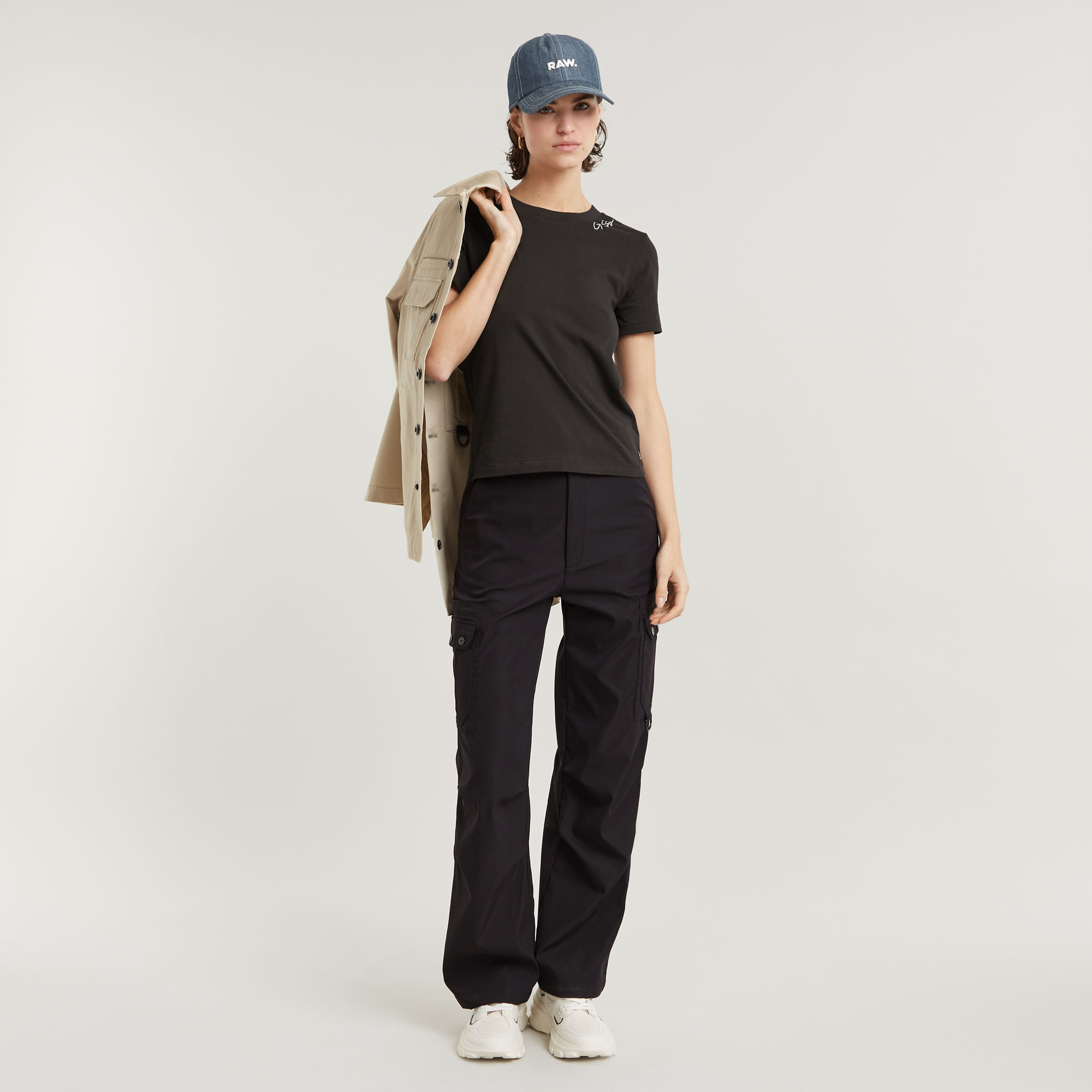 G-Star RAW Faux Embro Logo Top Zwart Dames