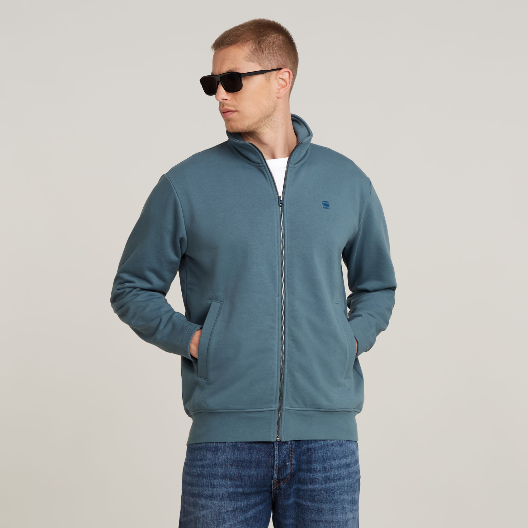 

Nifous Zip Thru Sweater - Medium blue - Men