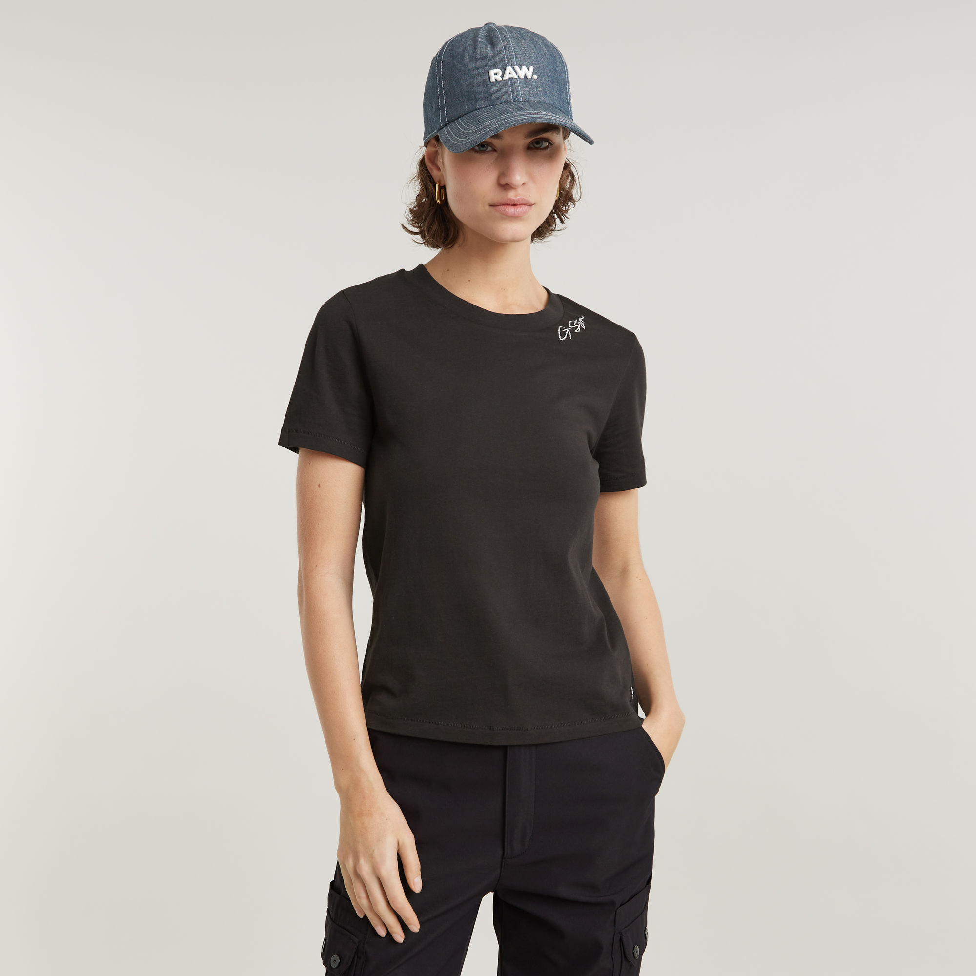 Faux Embro Logo Top - Schwarz - Damen