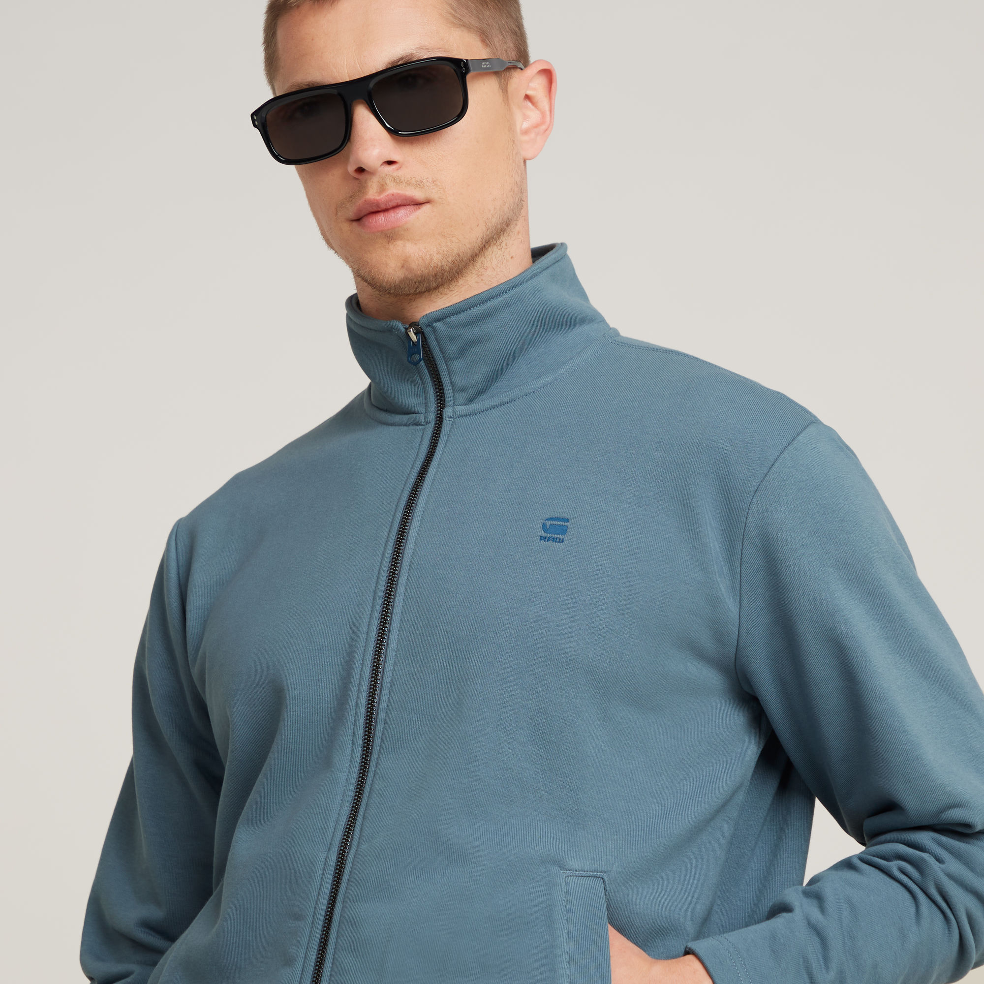 G-Star RAW Nifous Sweater Jack Met Rits Midden blauw Heren