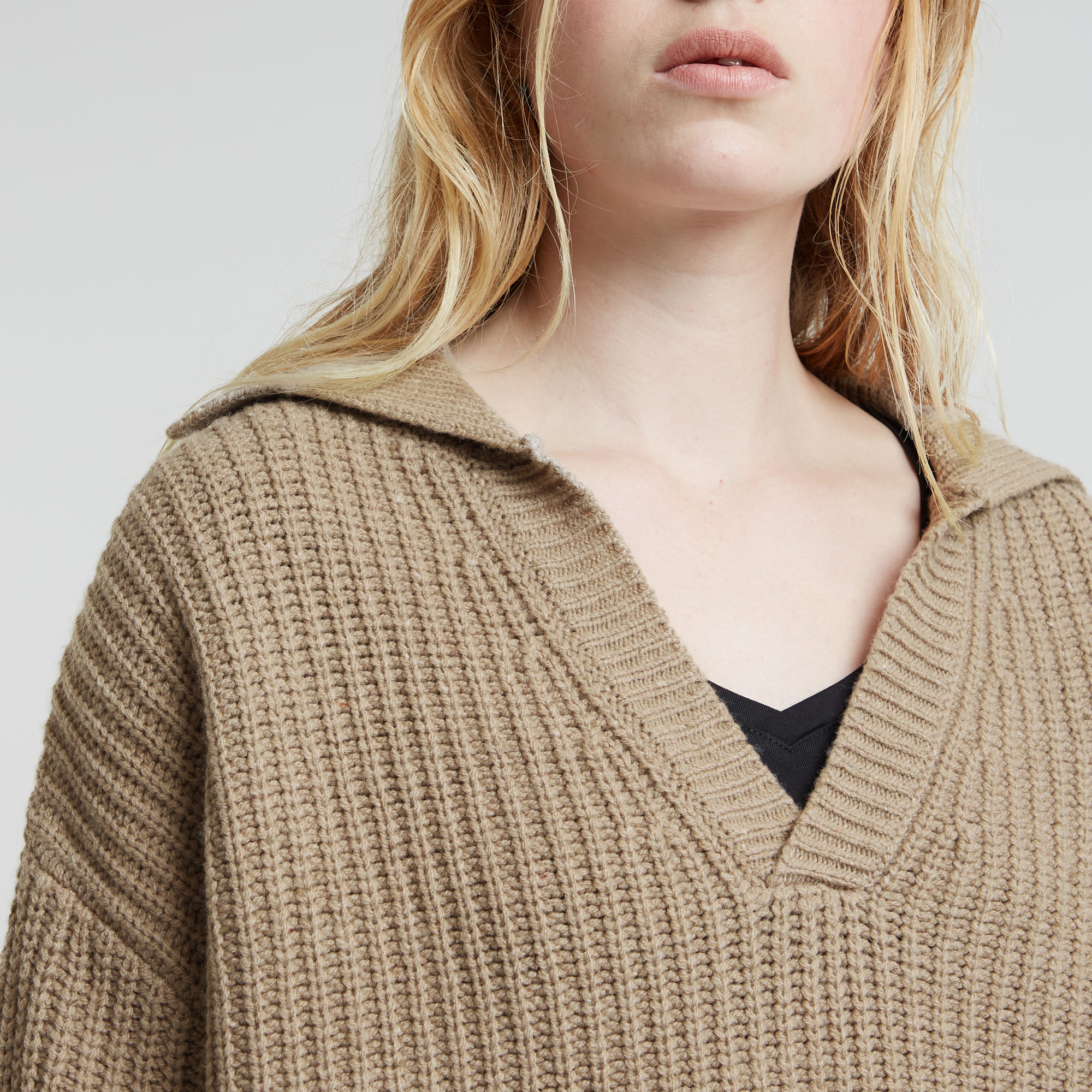 G-Star RAW Loose Polo Heavy Knitted Beige Dames
