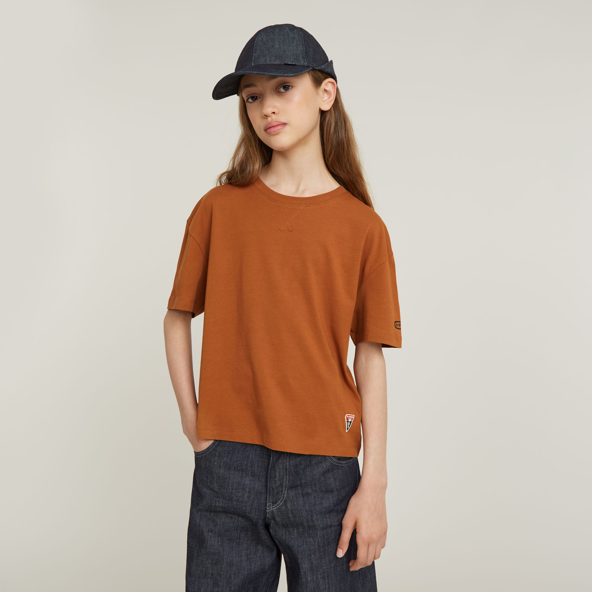 

Girls Top Loose Crop - Brown - girls