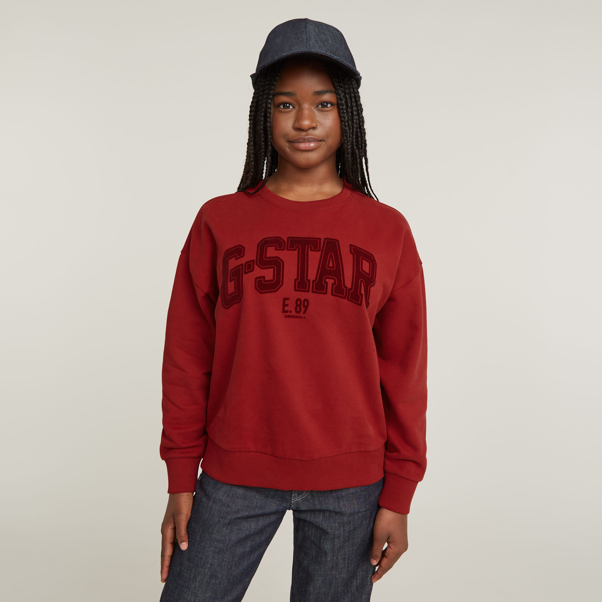 G-Star Raw sweater ub rood Meisjes Katoen Ronde hals Effen 140