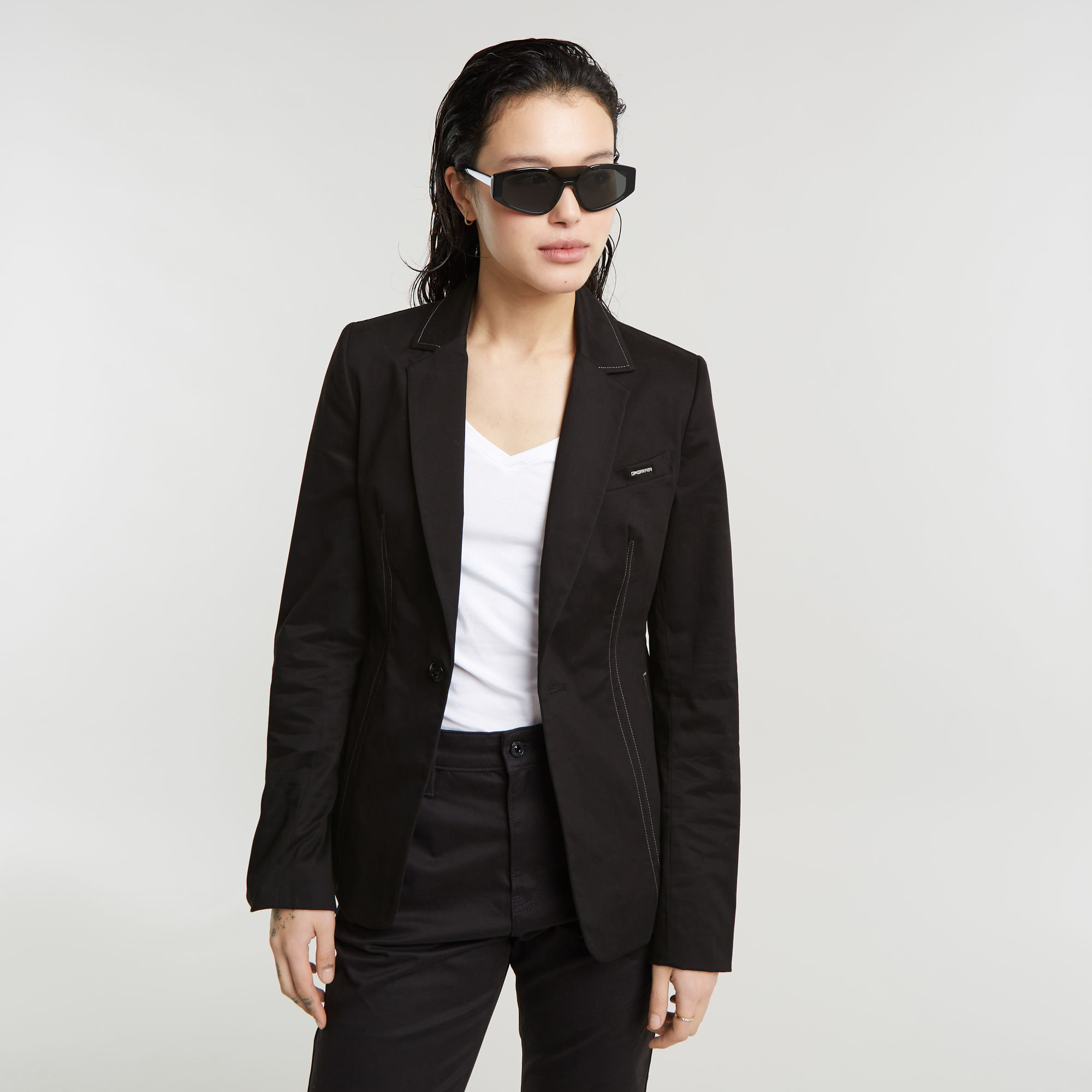 Classic Fitted Blazer - Schwarz - Damen