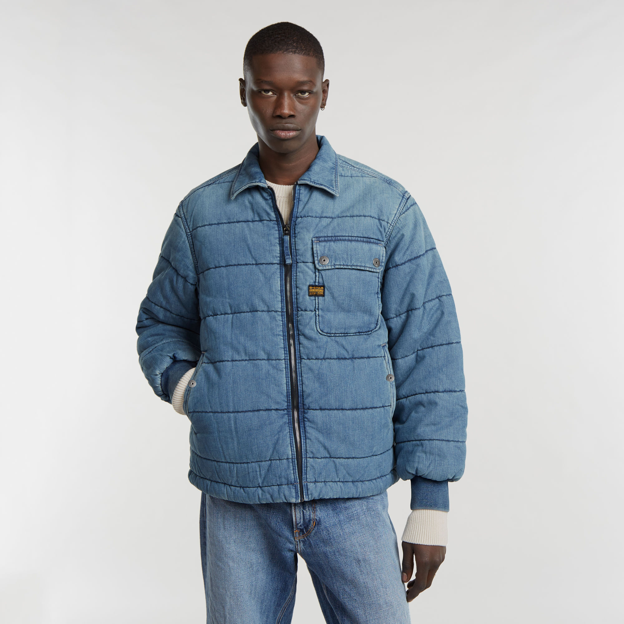 

Padded Zip Bomber - Medium blue - Men