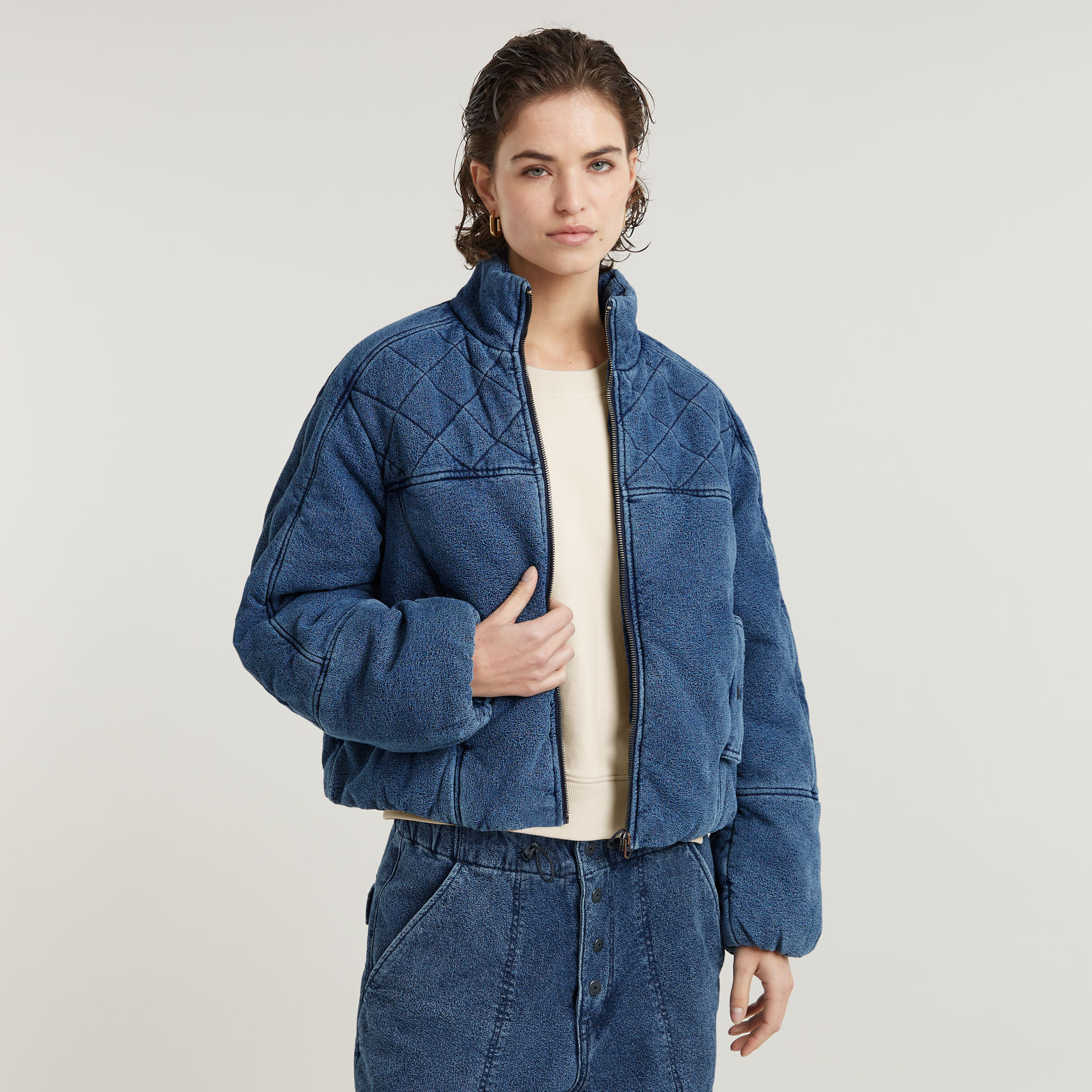 

Padded Cocoon Bomber - Medium blue - Women