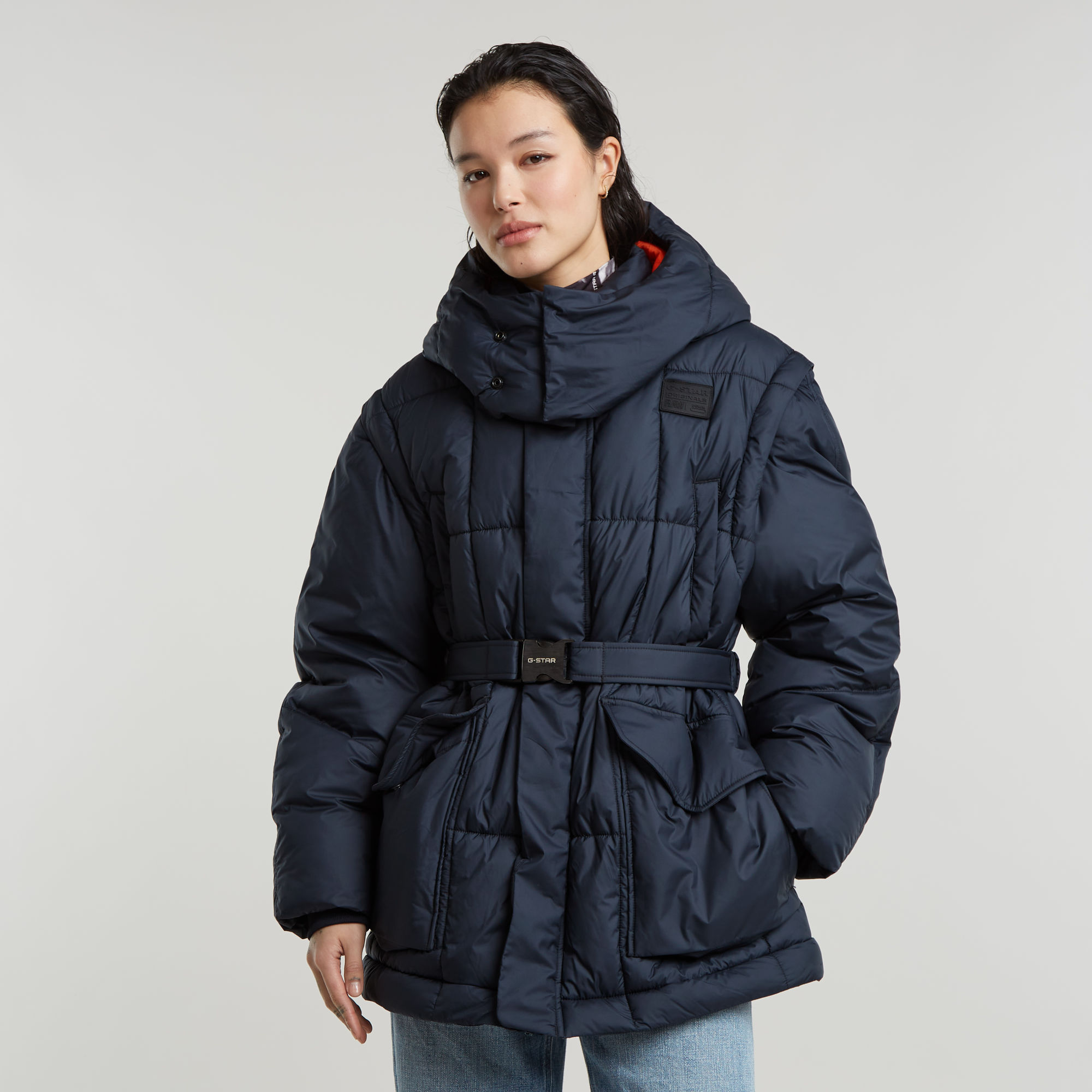 G-Star RAW Modular Gewatteerde Puffer Met Capuchon Donkerblauw Dames