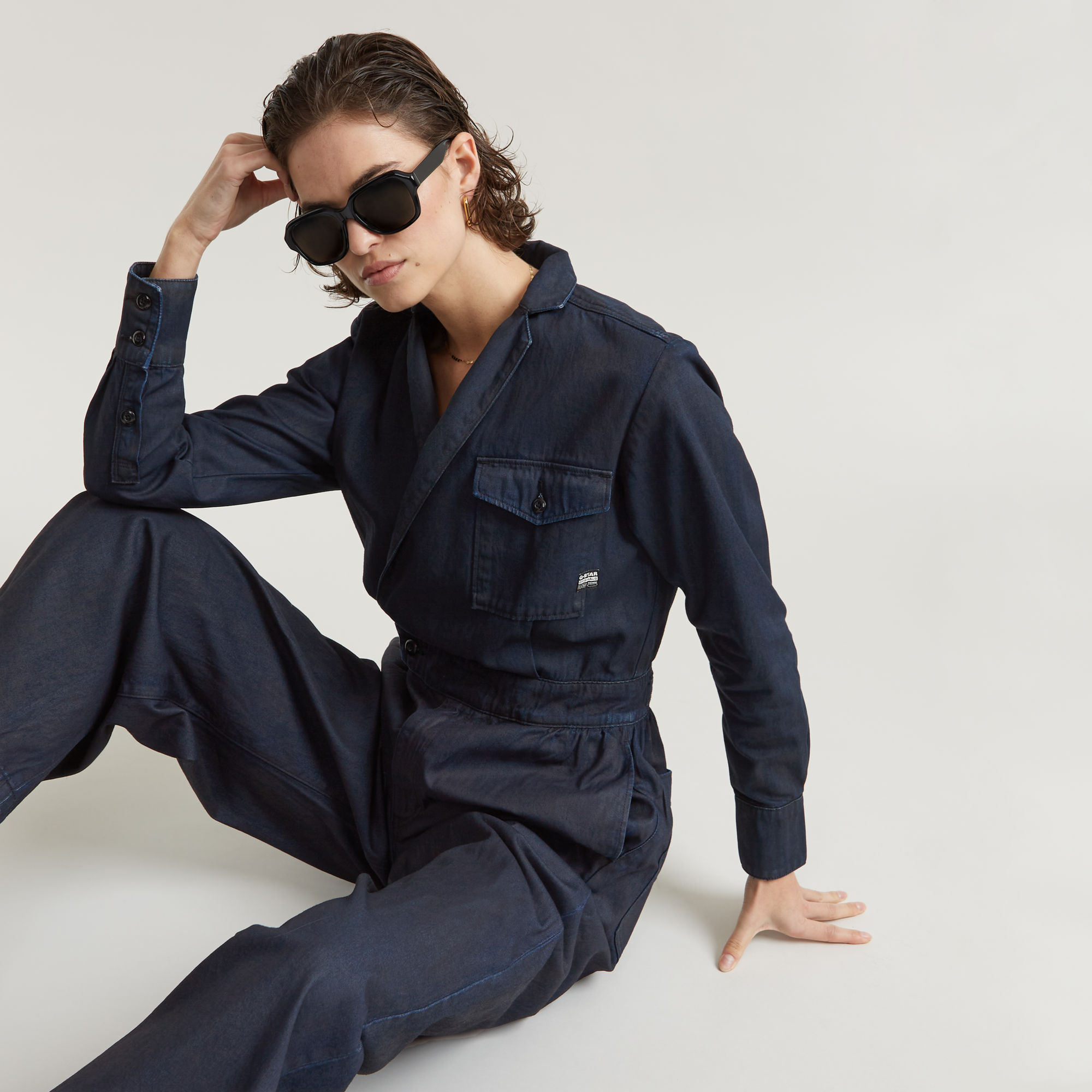G-Star RAW Jumpsuit Tailored Wrap Donkerblauw Dames