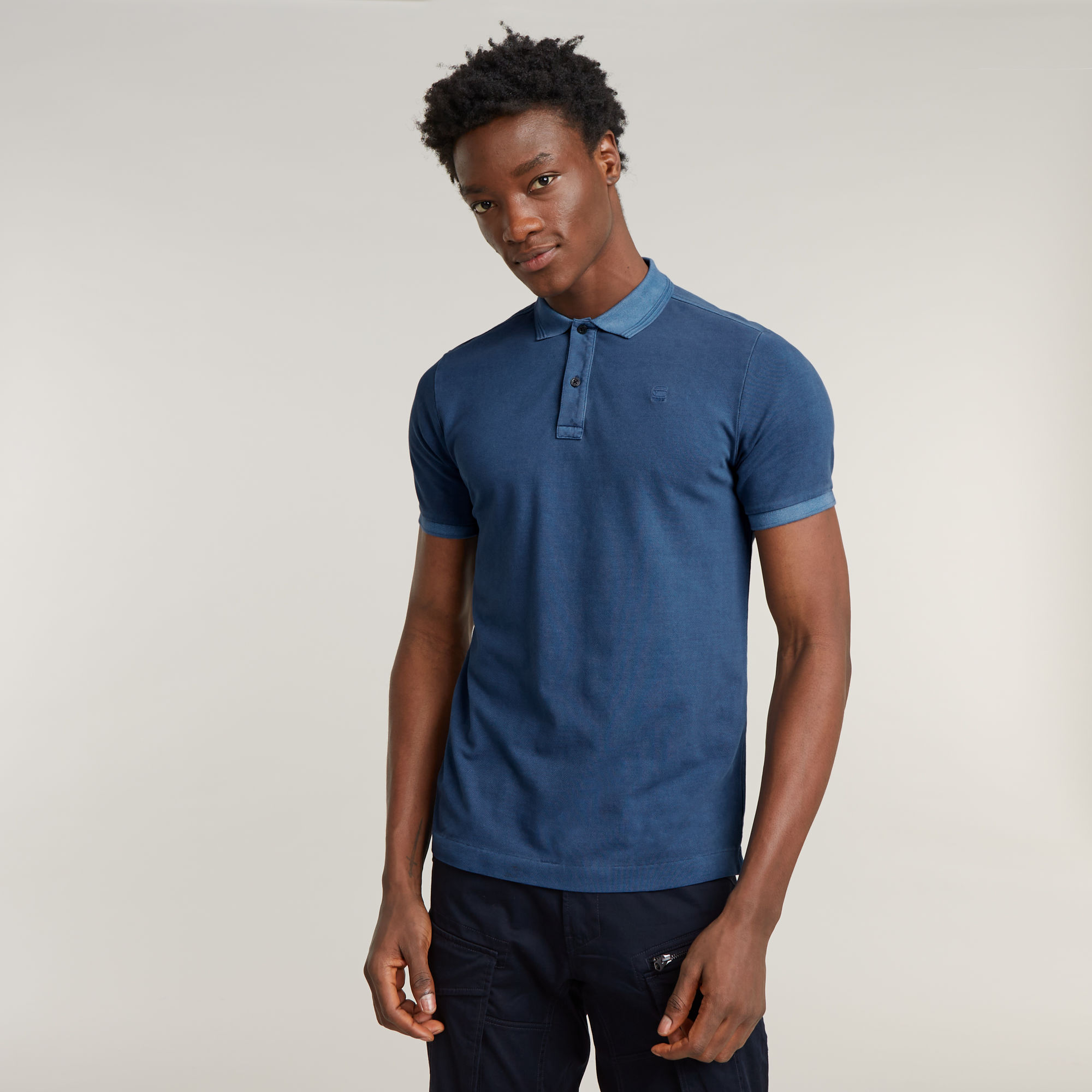 

Dunda Overdyed Slim Polo - Midden blauw - Heren