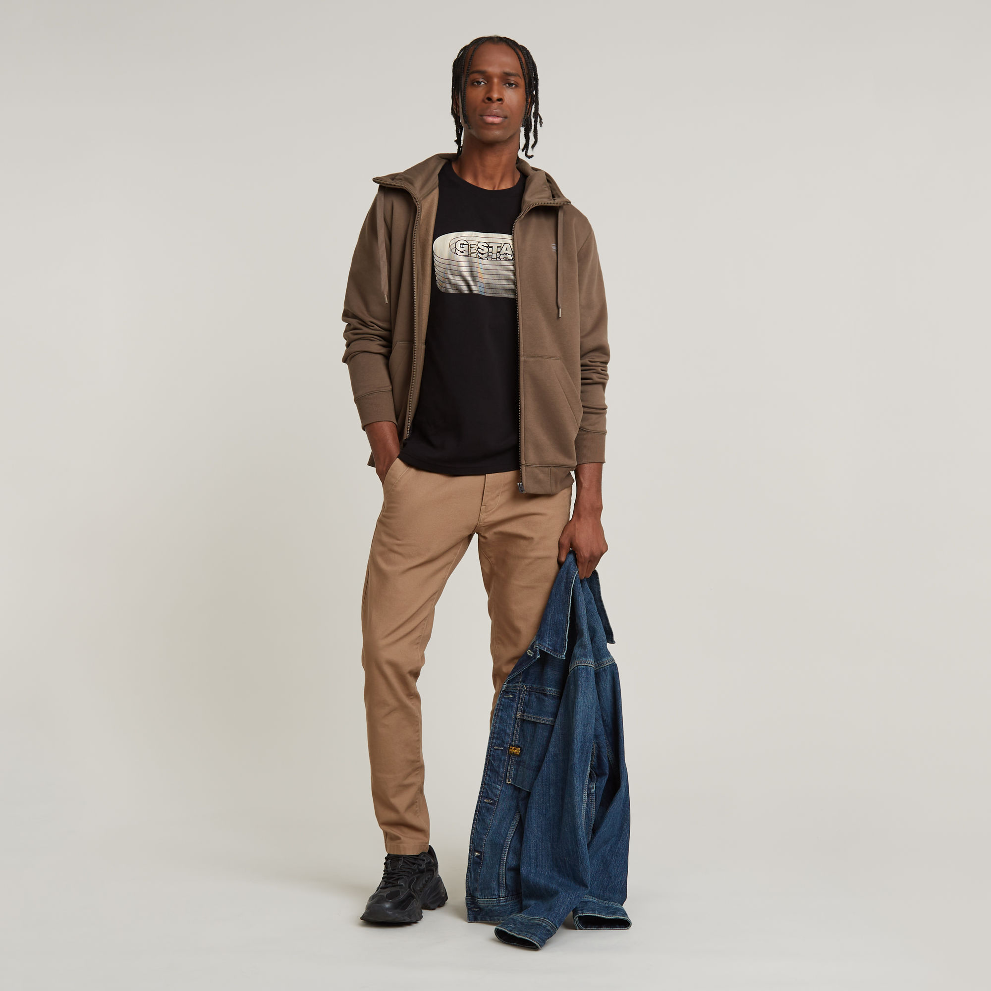G-Star RAW Premium Core Hoodie Met Rits Bruin Heren