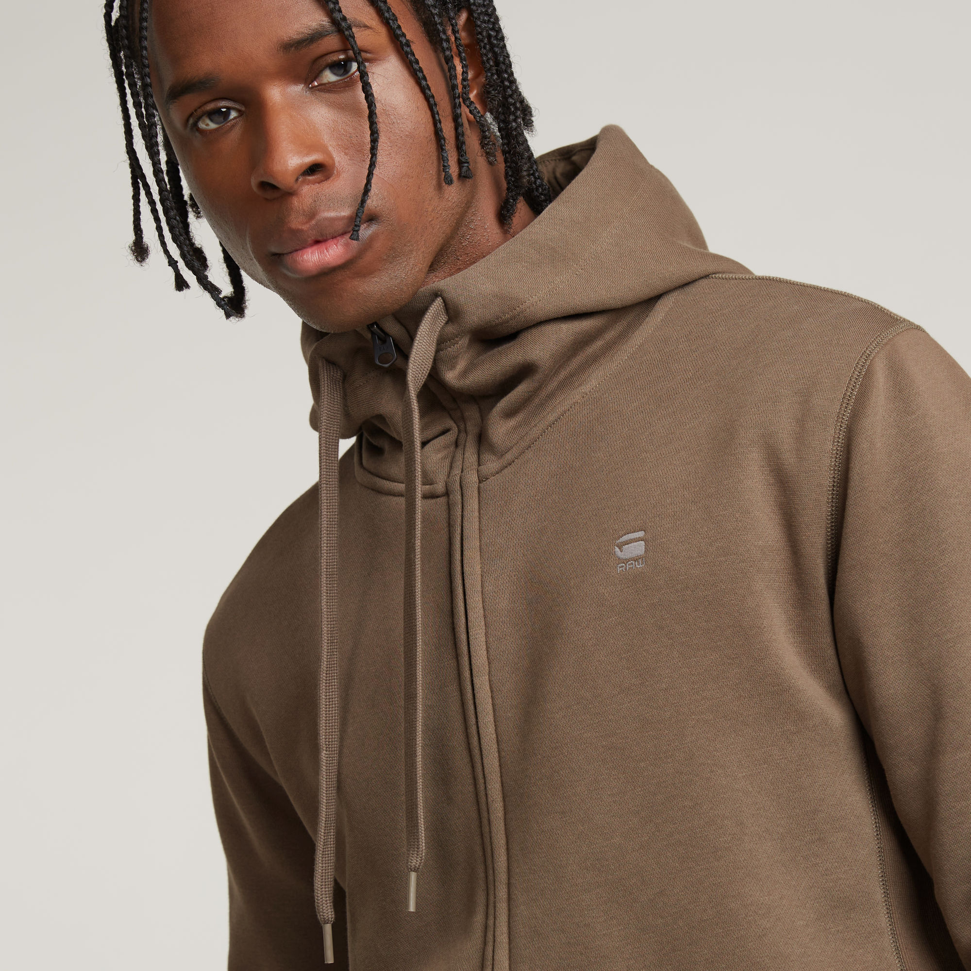 G-Star RAW Premium Core Hoodie Met Rits Bruin Heren