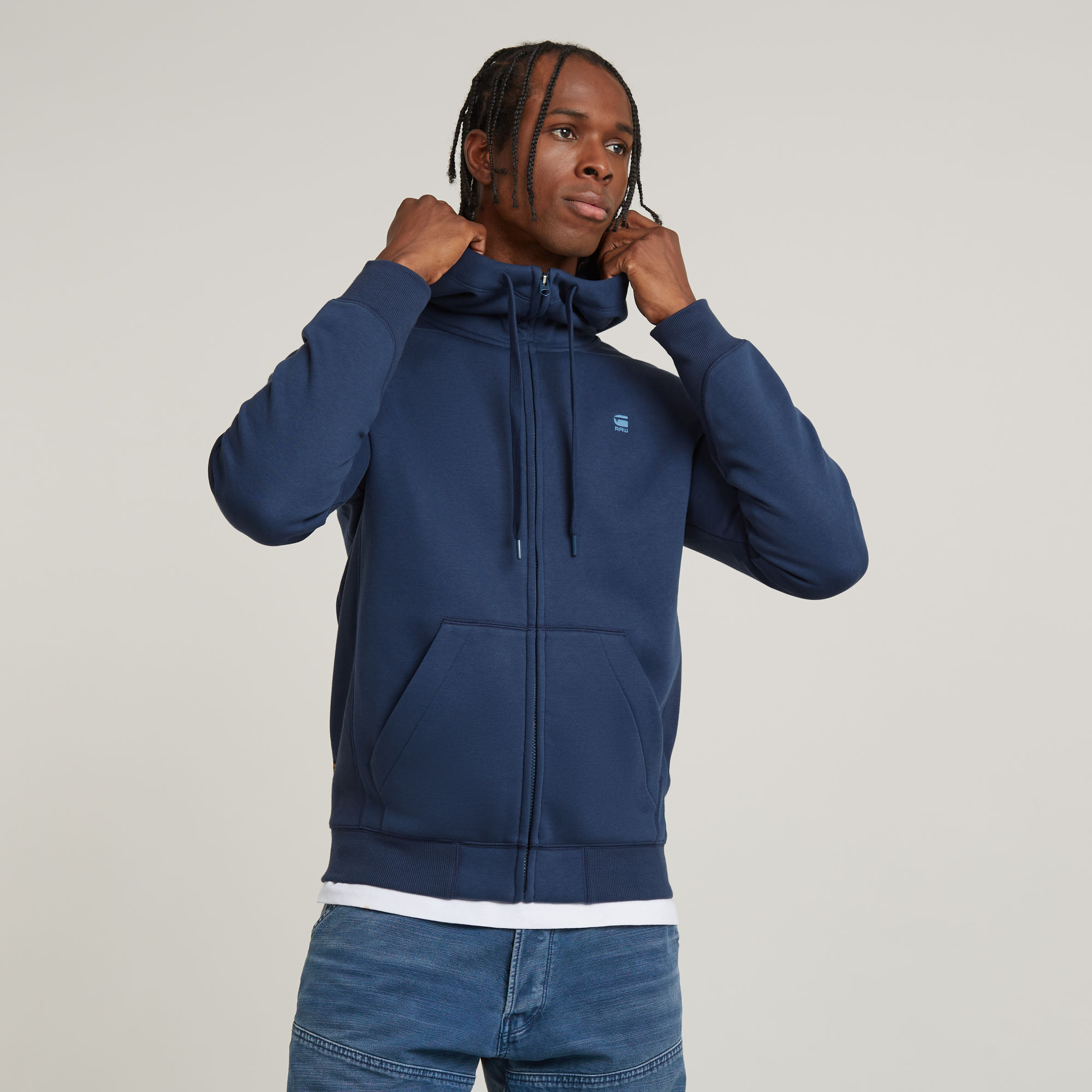 Premium Core Hooded Zip Sweatshirt - Mittelblau - Herren