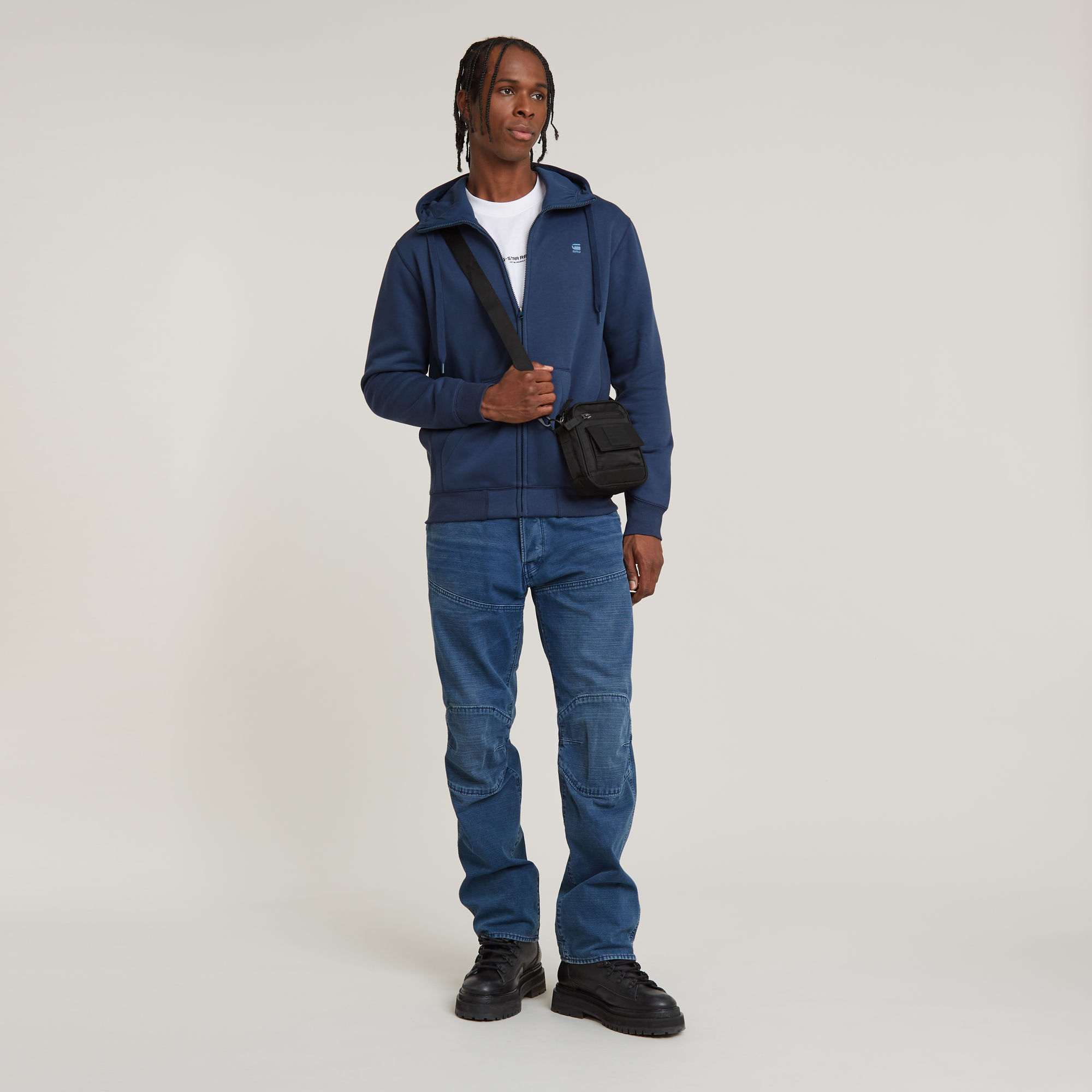 G-Star RAW Premium Core Hoodie Met Rits Midden blauw Heren