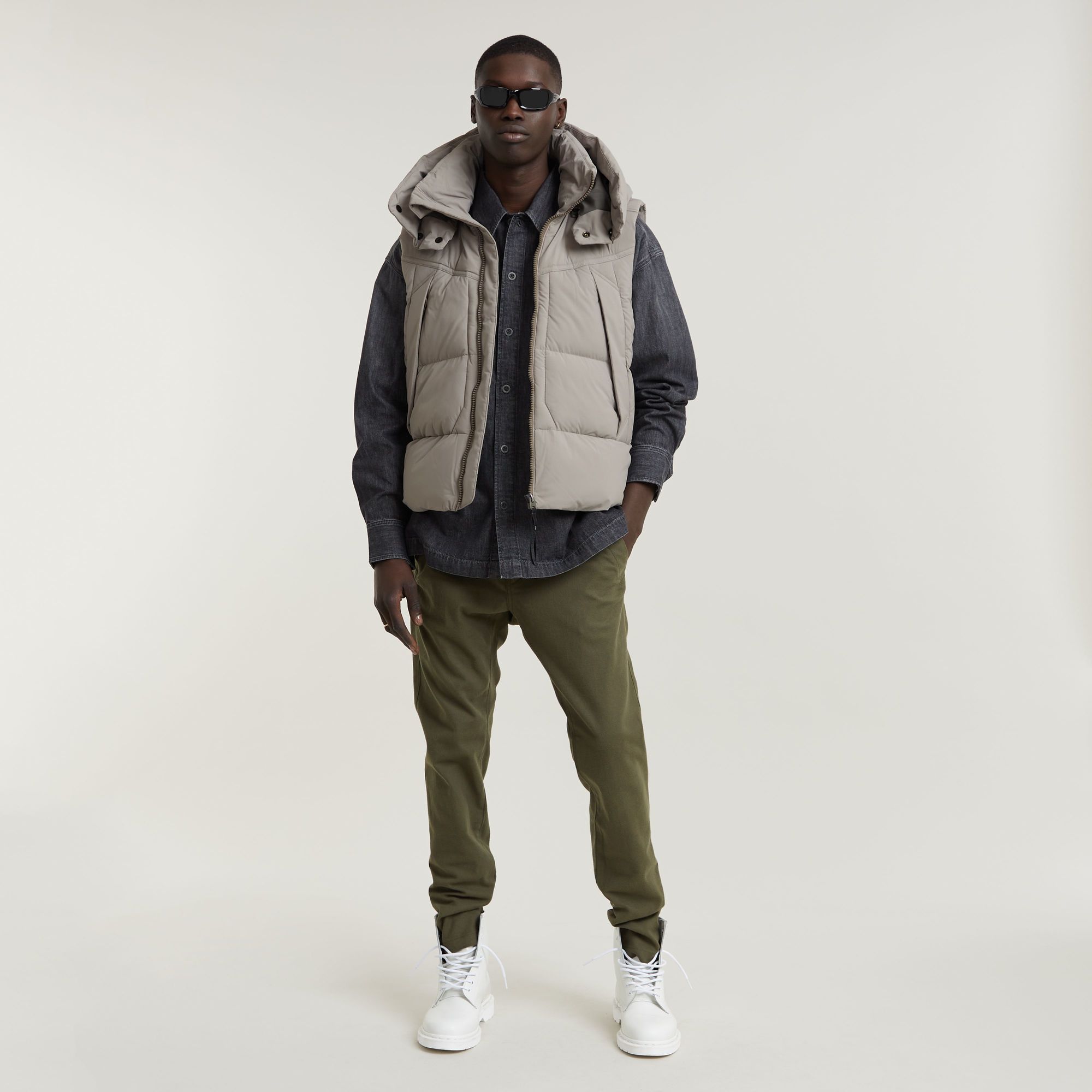 G-Star RAW G-Whistler 2.0 Gewatteerde Bodywarmer Met Capuchon Beige Heren
