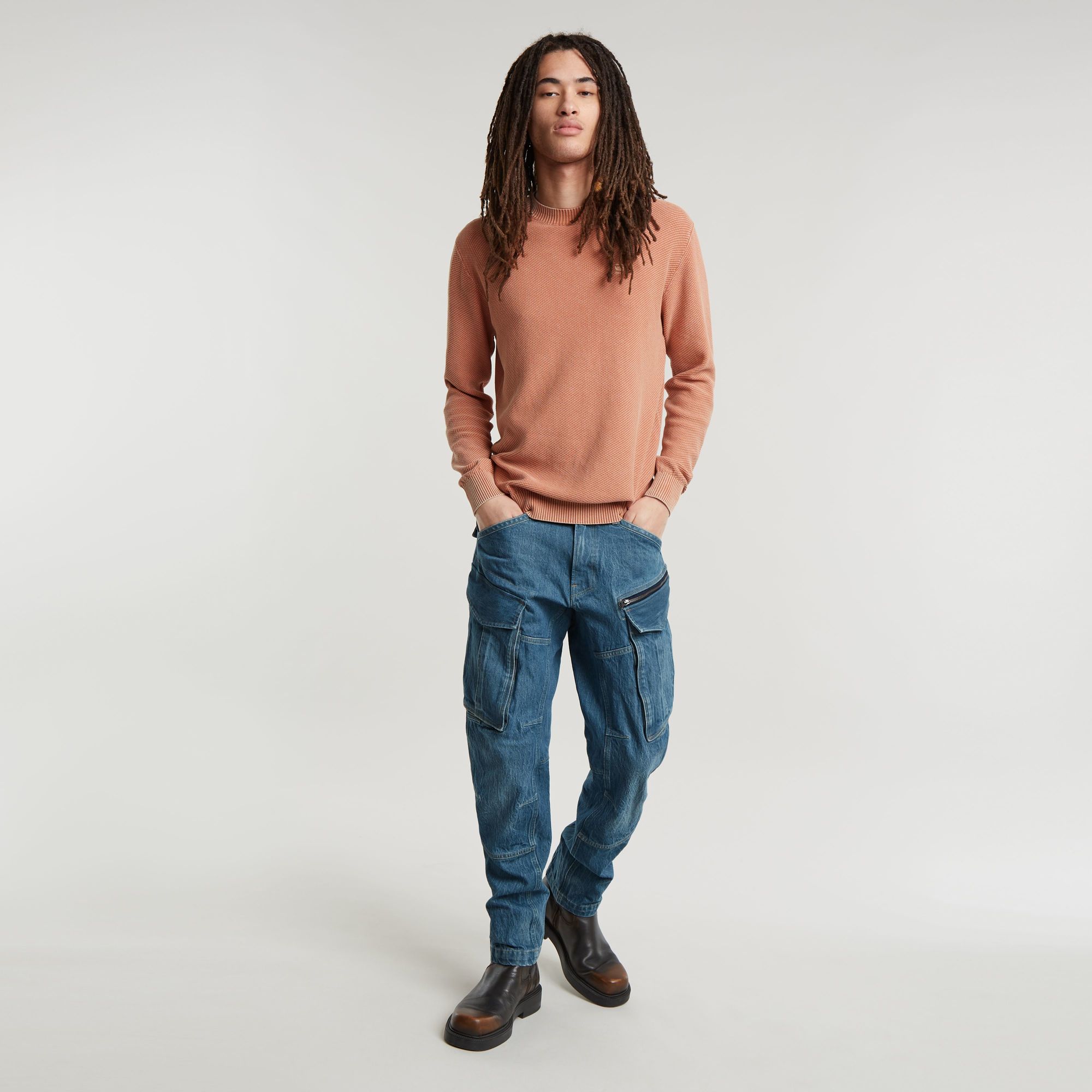 Thumbnail - Rovic Zip Regular Tapered Denim - Mittelblau - Herren