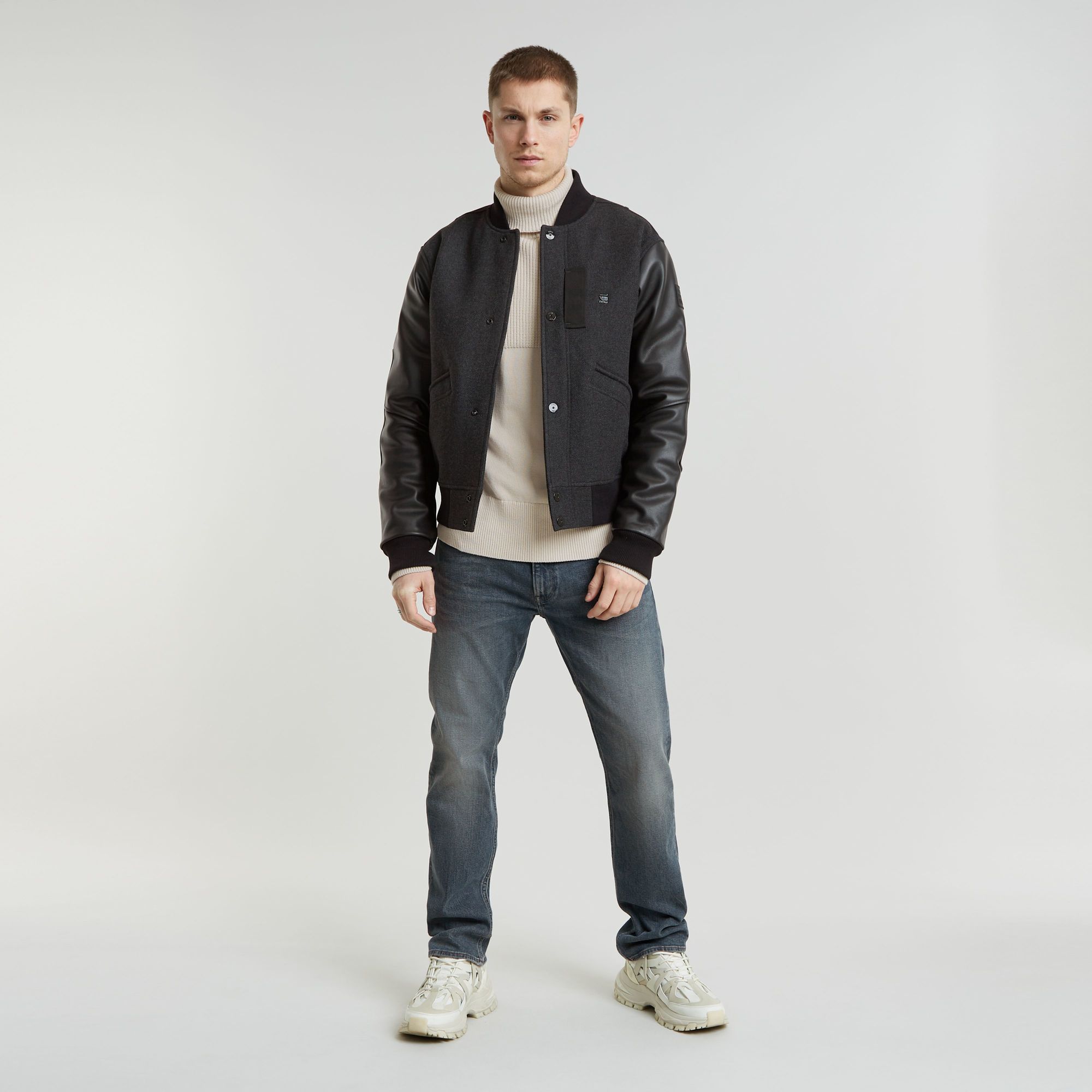 G-Star RAW Varsity Wool Leren Jack Grijs Heren