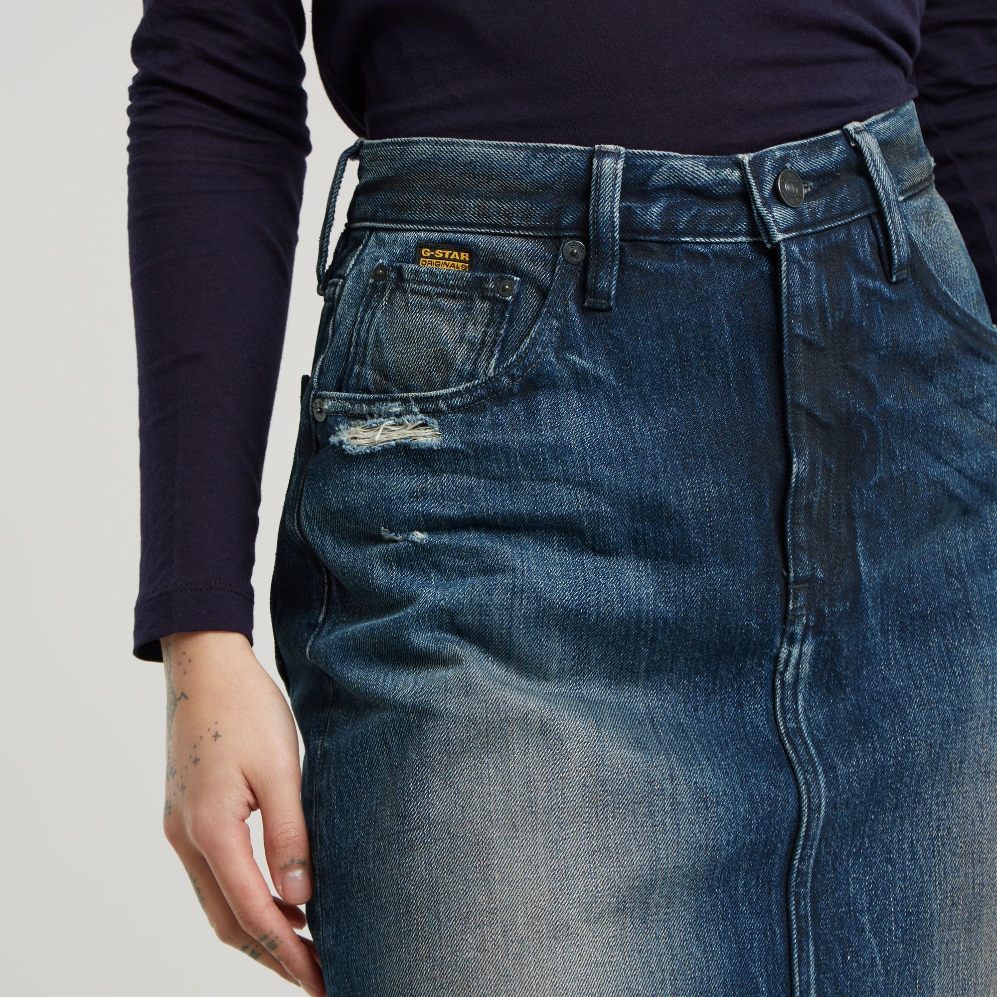 G-Star RAW Lange Rok Viktoria Donkerblauw Dames