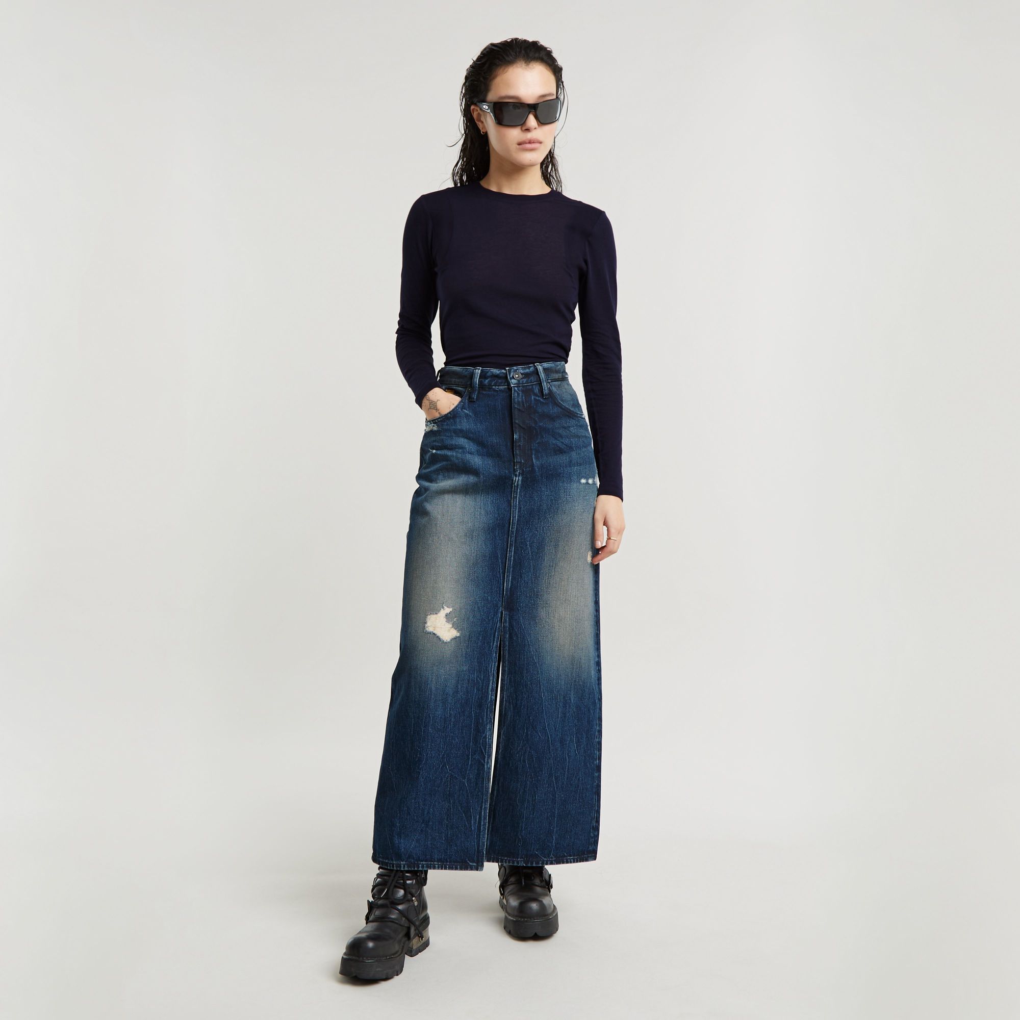 G-Star RAW Lange Rok Viktoria Donkerblauw Dames