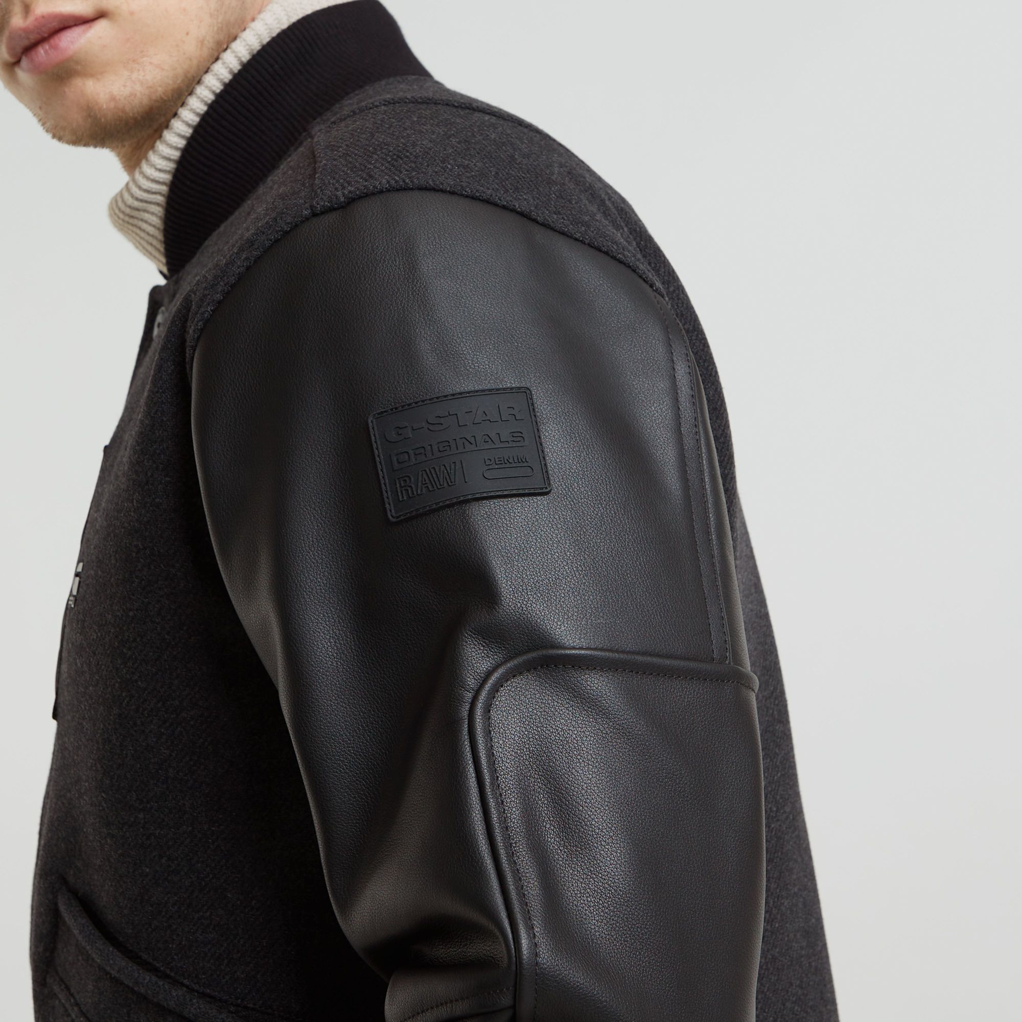 G-Star RAW Varsity Wool Leren Jack Grijs Heren