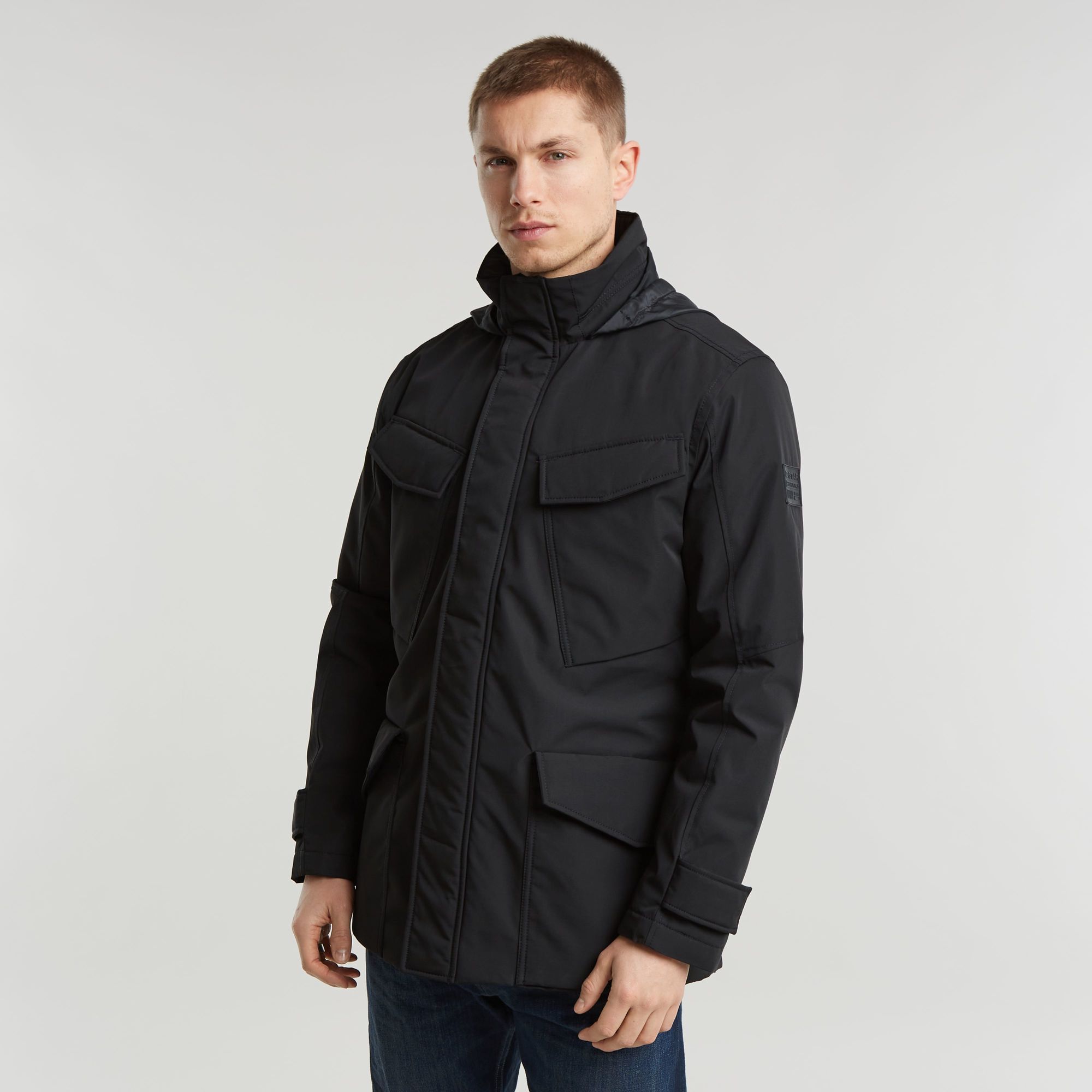 Padded Hooded Field Jacke - Schwarz - Herren