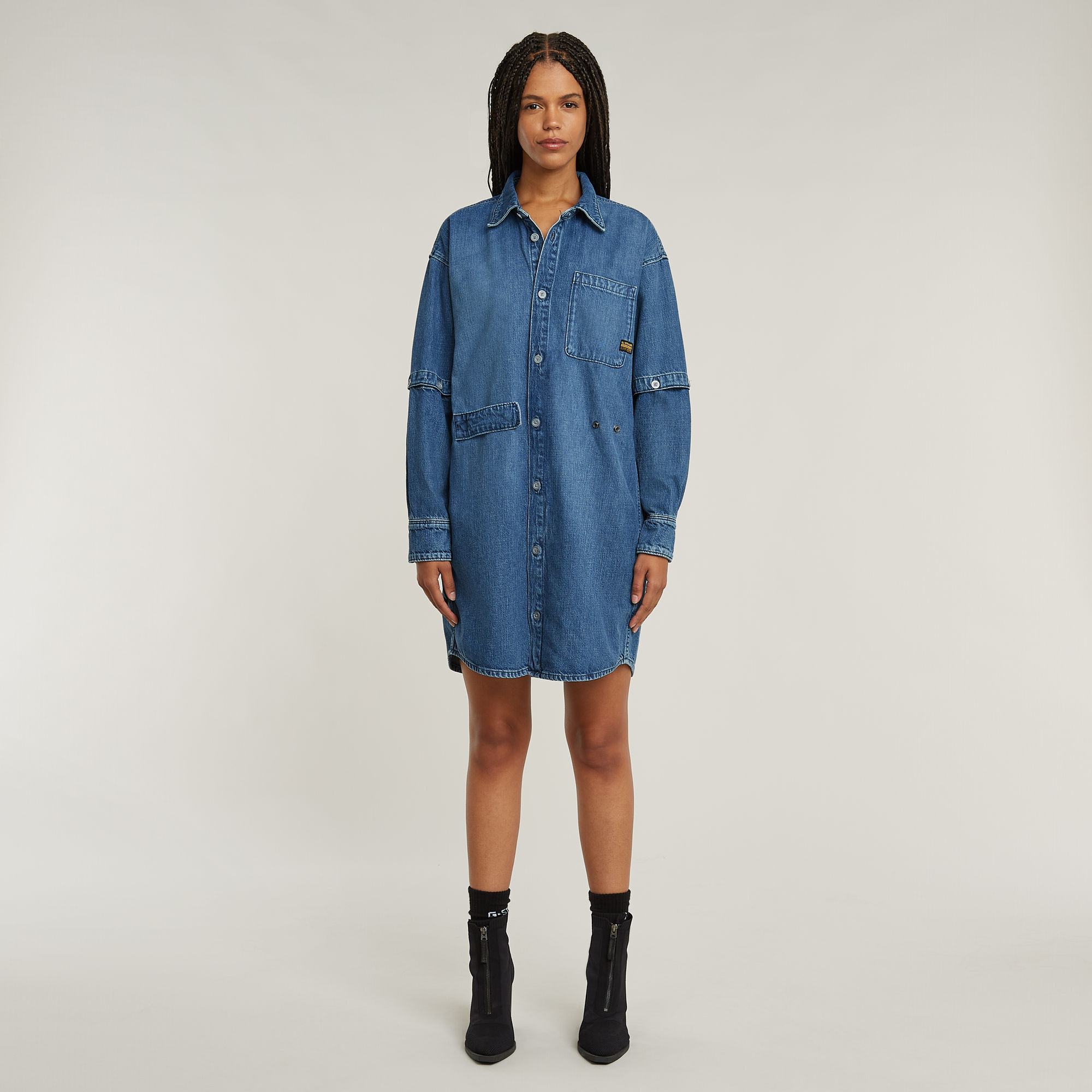 G-Star RAW Modular Blousejurk Midden blauw Dames