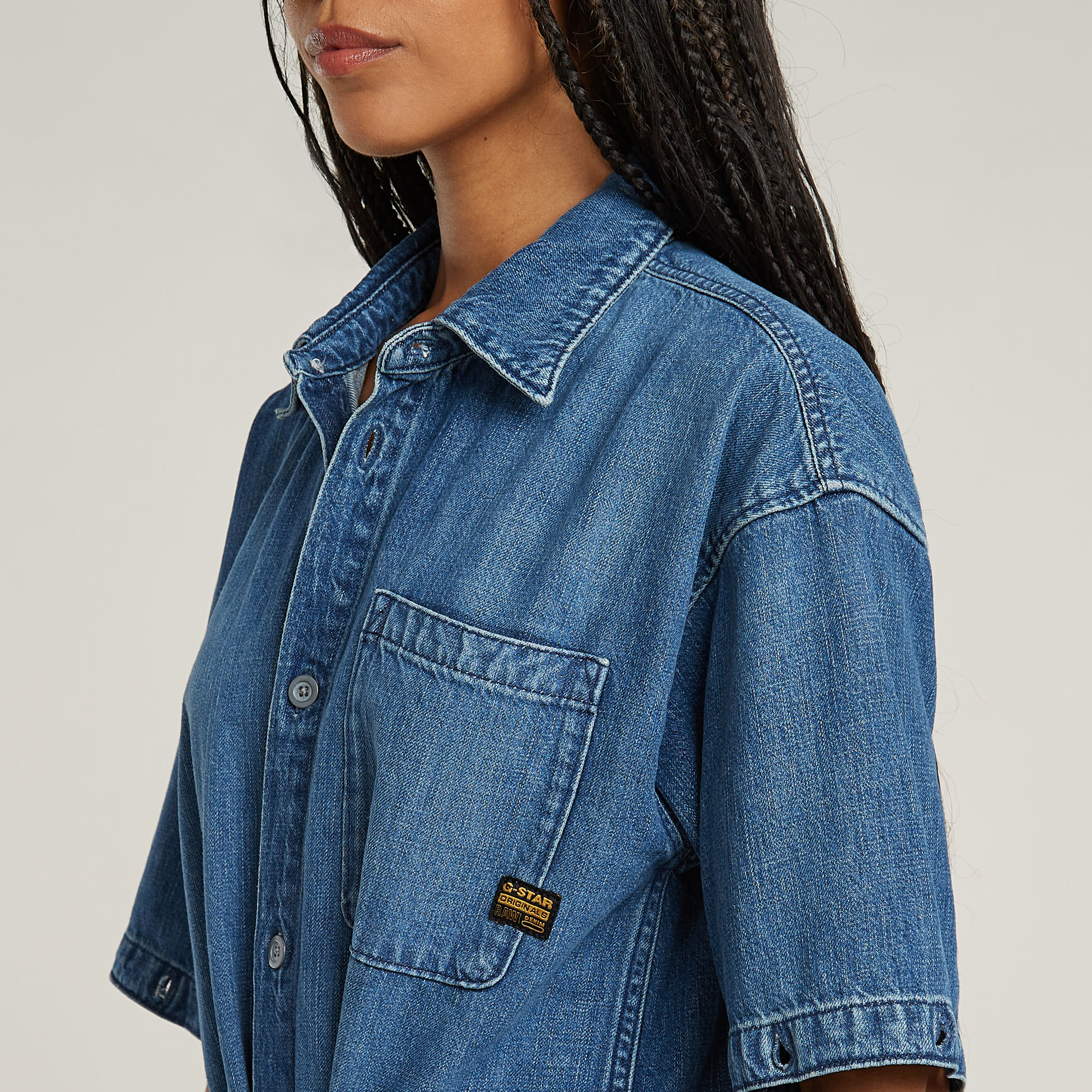 G-Star RAW Modular Blousejurk Midden blauw Dames